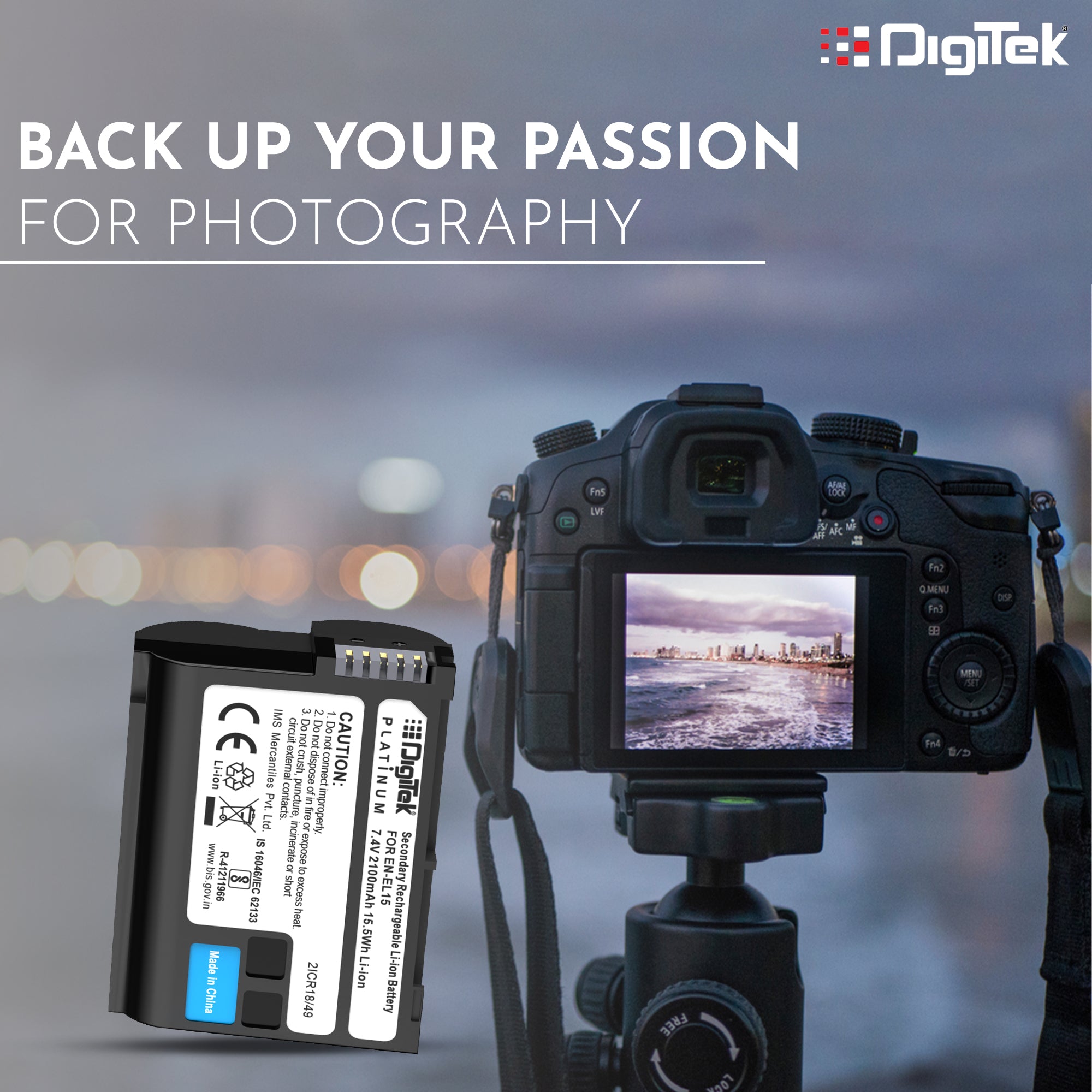 بطارية ديجيتك (ENEL-15 بلاتينيوم) قابلة لإعادة الشحن لكاميرات نيكون