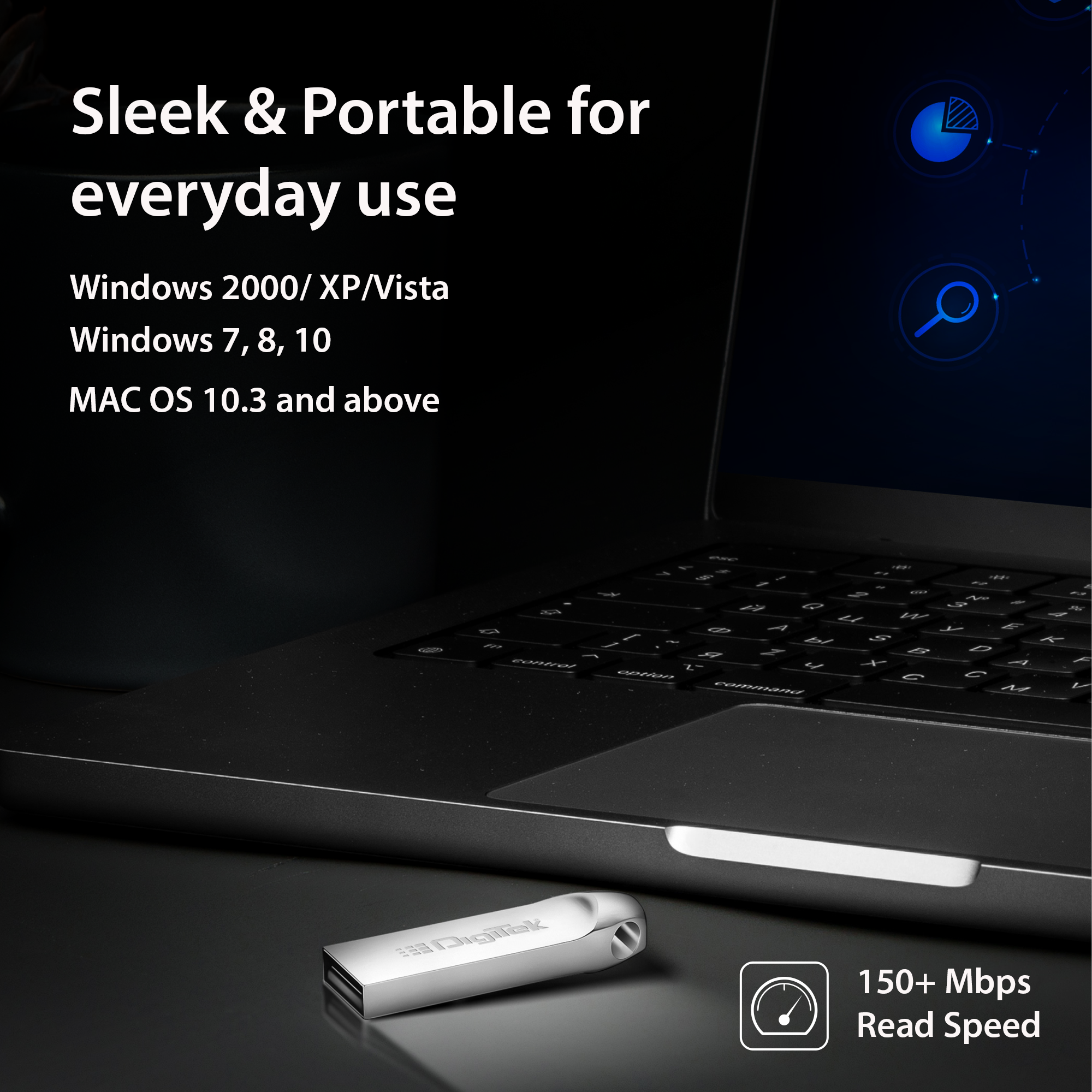 Digitek (Dud 128GB 2.0V) 128GB USB 2.0 U Disk Flash Drive, High Speed Read & Write Pen Drive, Magnetic, X-Ray & Temperature Resistant, Compatible with Windows & Mac OS