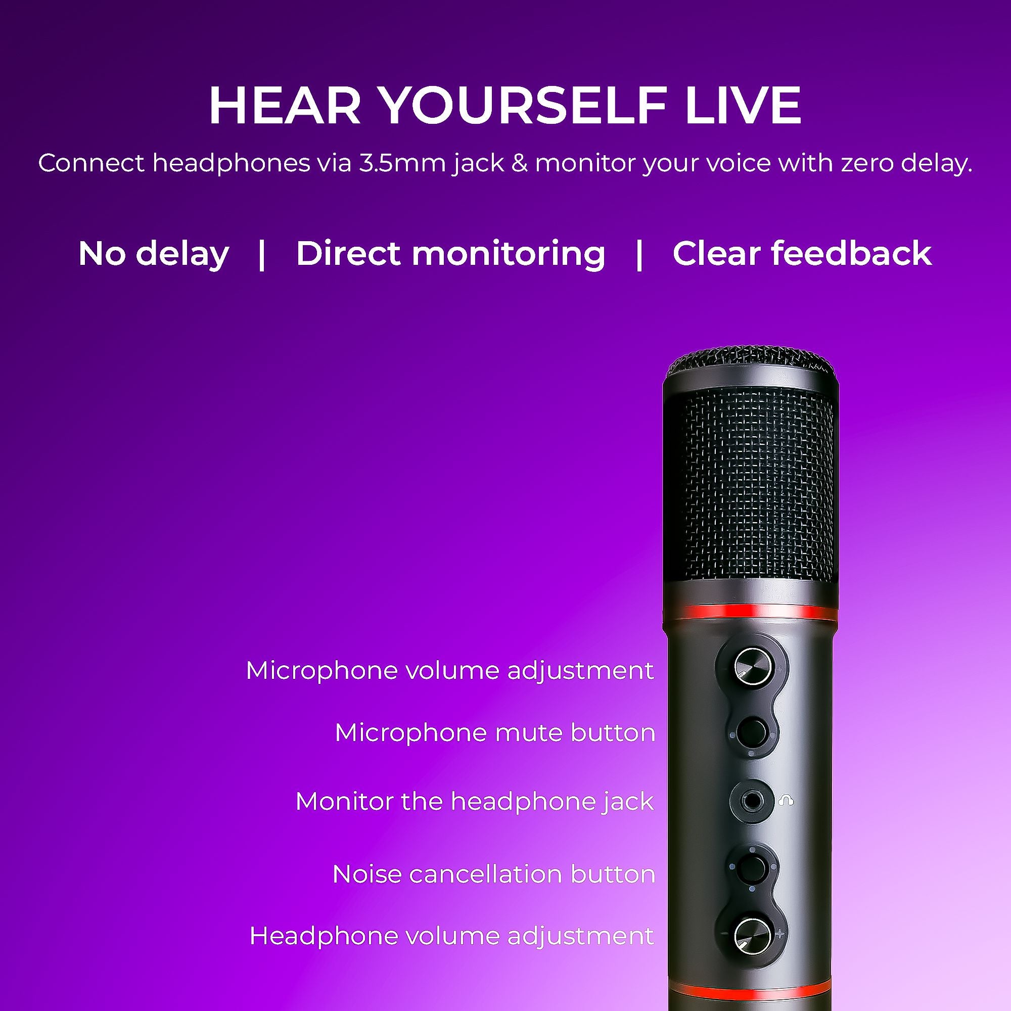 طقم ميكروفون مكثف USB من Digitek (DM-501) للبث الصوتي والألعاب، مزود بذراع ومرشح صوت، حساسية عالية، خاصية إلغاء الضوضاء، تحكم في مستوى الصوت وكتم الصوت، متوافق مع PS4 وPS5 والكمبيوتر الشخصي والهواتف الذكية للبث المباشر.