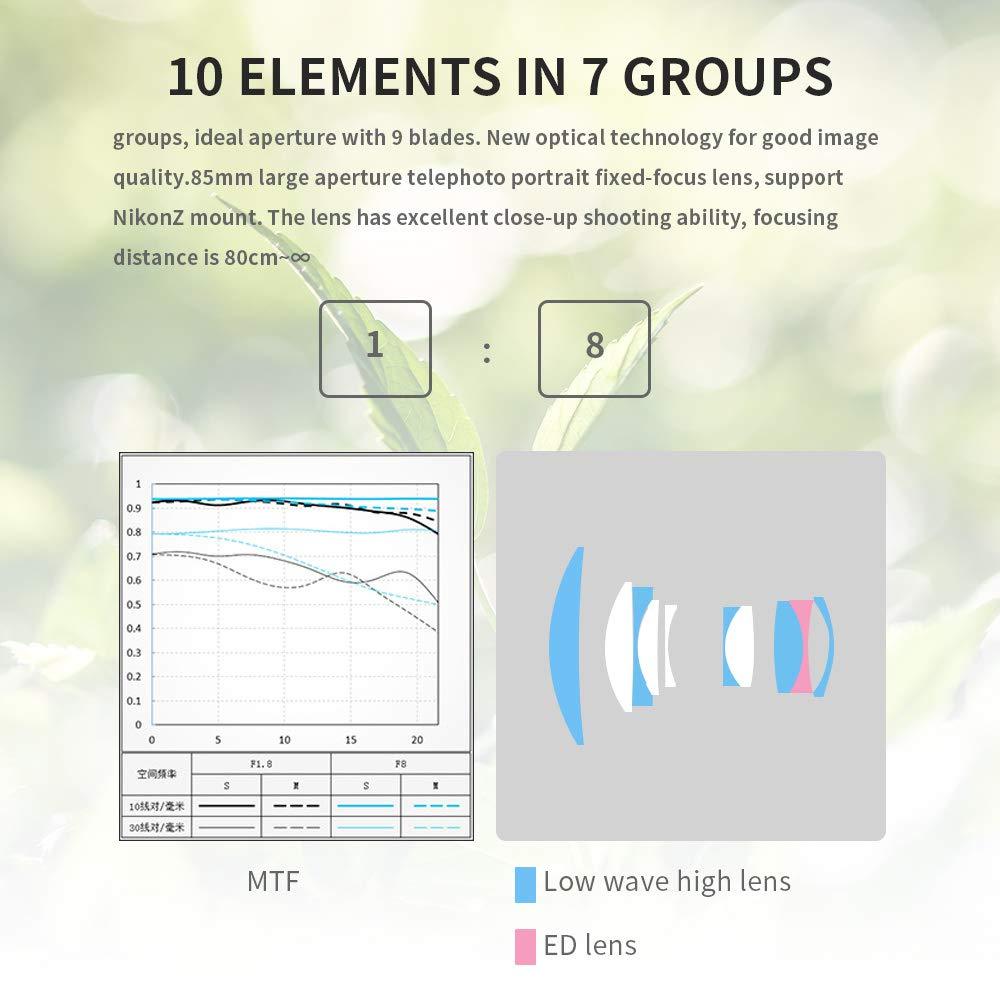 VILTROX 85mm F1.8 STM Autofocus Large Aperture Full-Frame Portrait Lens Wide Compatible with Nikon Z-Mount Z5/Z6/Z7/Z6 II - Digitek