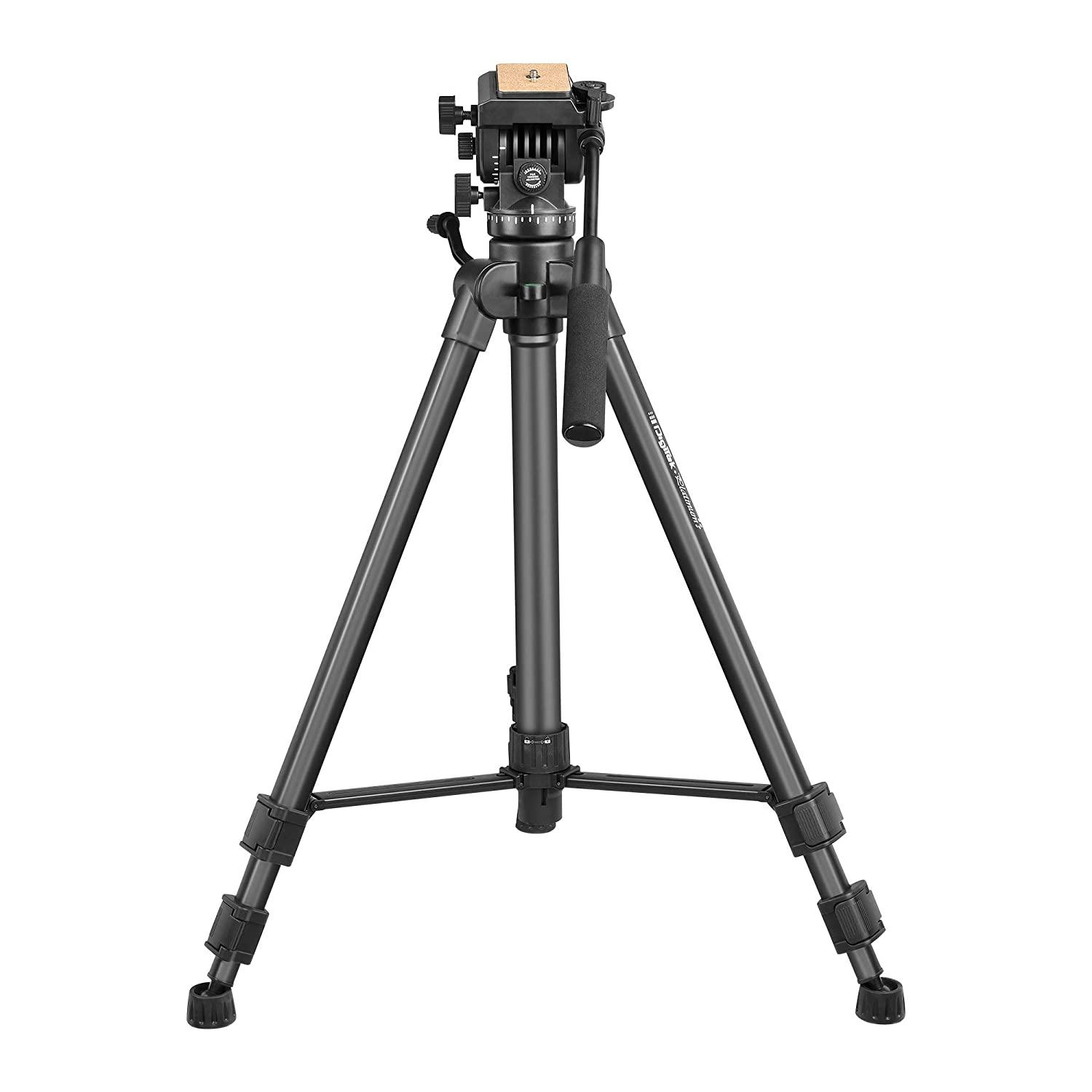 Digitek (DPTR 880 PRO) (165 cm) Platinum Aluminum Light Weight Tripod, with Fluid Video Head, for DSLR & Video Cameras, Maximum Operating Height: 5.90 Feet, Maximum Load : 6 kgs (Black) - Digitek