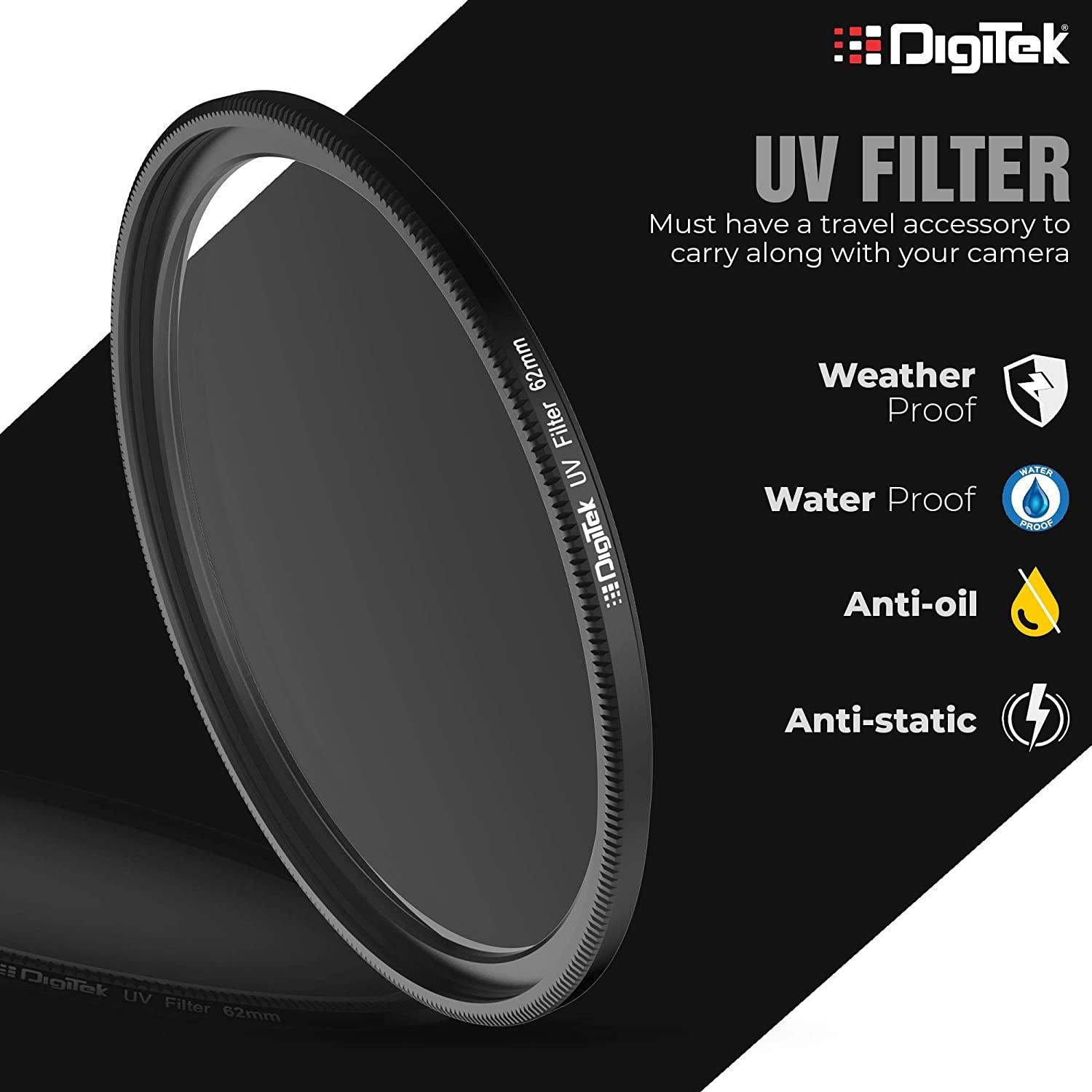 Digitek UV-Protection Lens Filter (Filter with Slim Frame for DSLR Camera Lens Protection from UV Rays, Dust & Scratches) - Digitek