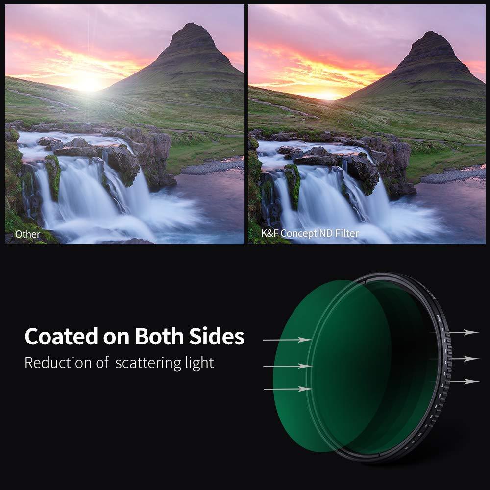 K&F (Nano-X ND8-ND2000 Filter) Concept Variable Neutral Density Nano-X ND8-ND2000 Filter for Camera Lenses with Multi-Resistant Coating, Waterproof - Digitek