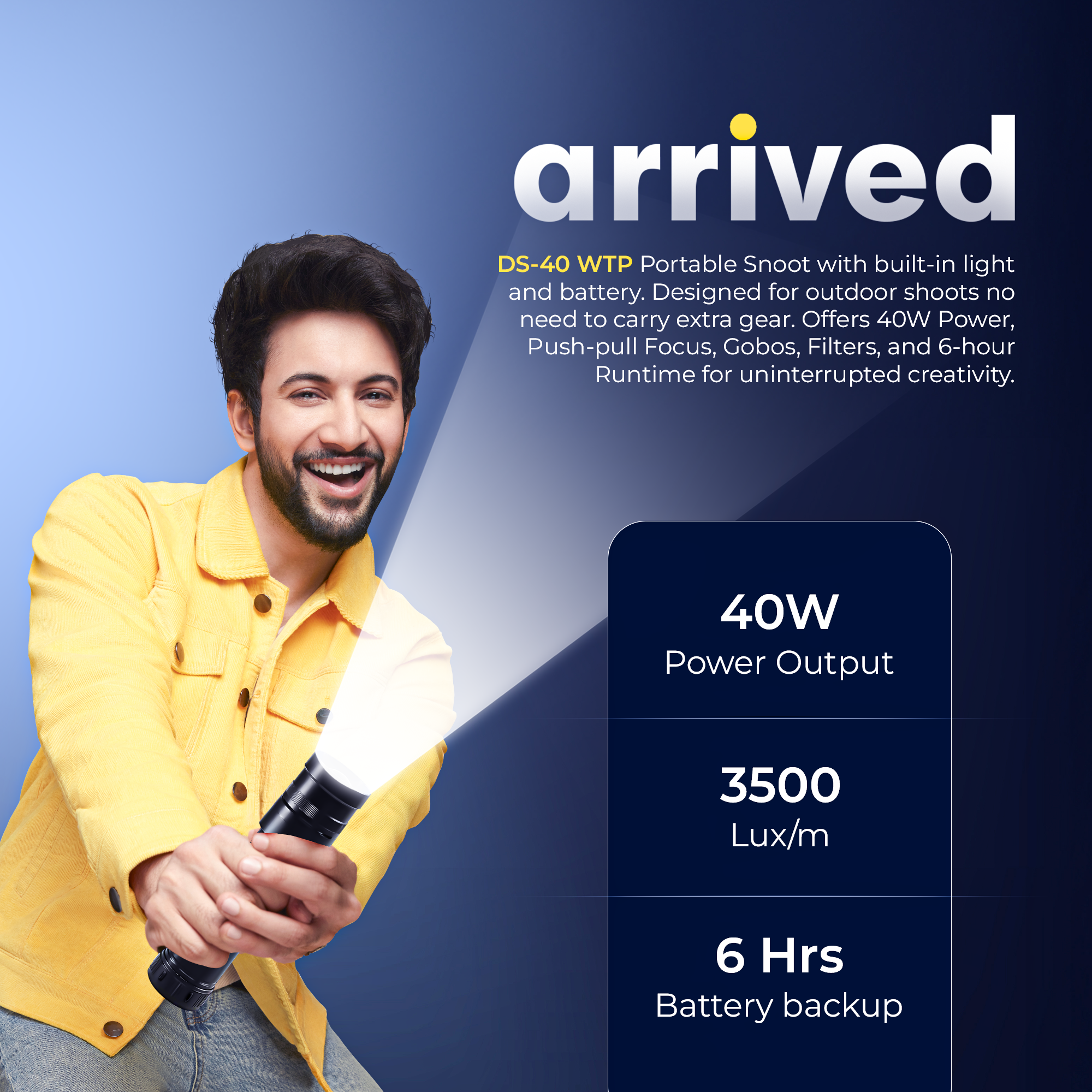 جهاز عرض ضوئي محمول من ديجيتك (DS 40 WTP PRO) مزود بعدسة احترافية مخصصة وشعاع ضوئي قابل للتعديل بالضغط والسحب، و20 نمط عرض ضوئي (GOBO).