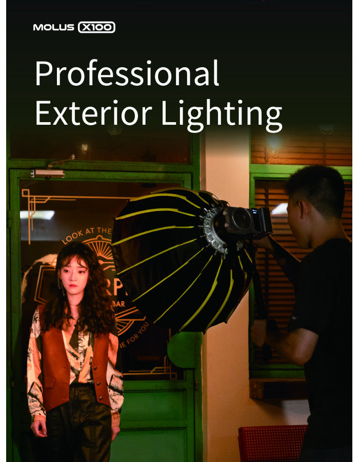 ZHIYUN MOLUS X100 COMBO Bi-Color 100W COB Video Light, 385g LED Pocket Light 17317Lux 2700K-6500K CRI 95+/TLCI 97+ with Bluetooth App Control AC/DC Power Supply