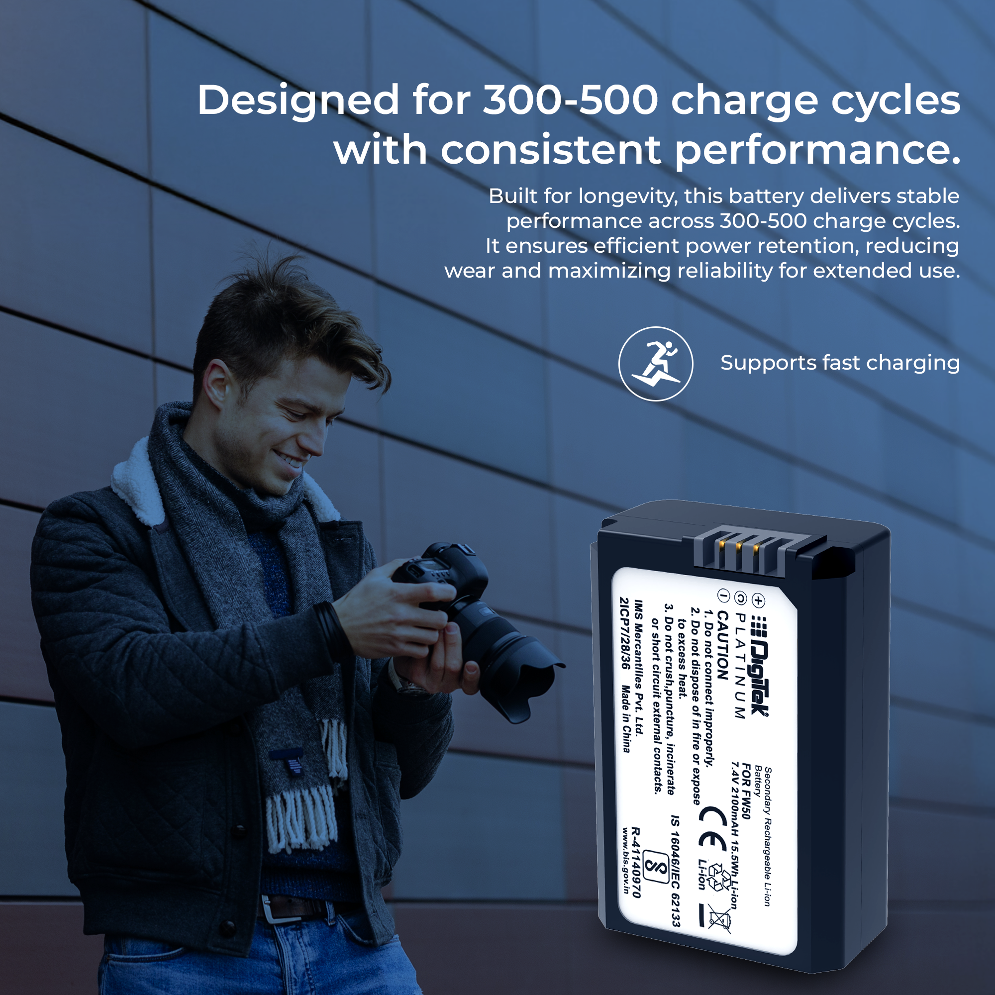 بطارية ديجيتك (بلاتينيوم FW-50) ليثيوم أيون قابلة لإعادة الشحن لكاميرات سوني DSLR | التوافق: كاميرات سلسلة ألفا NEX-3، 5، 6، و7، وكاميرات DSLR-SLT-A33 وDSLR-SLT-A55