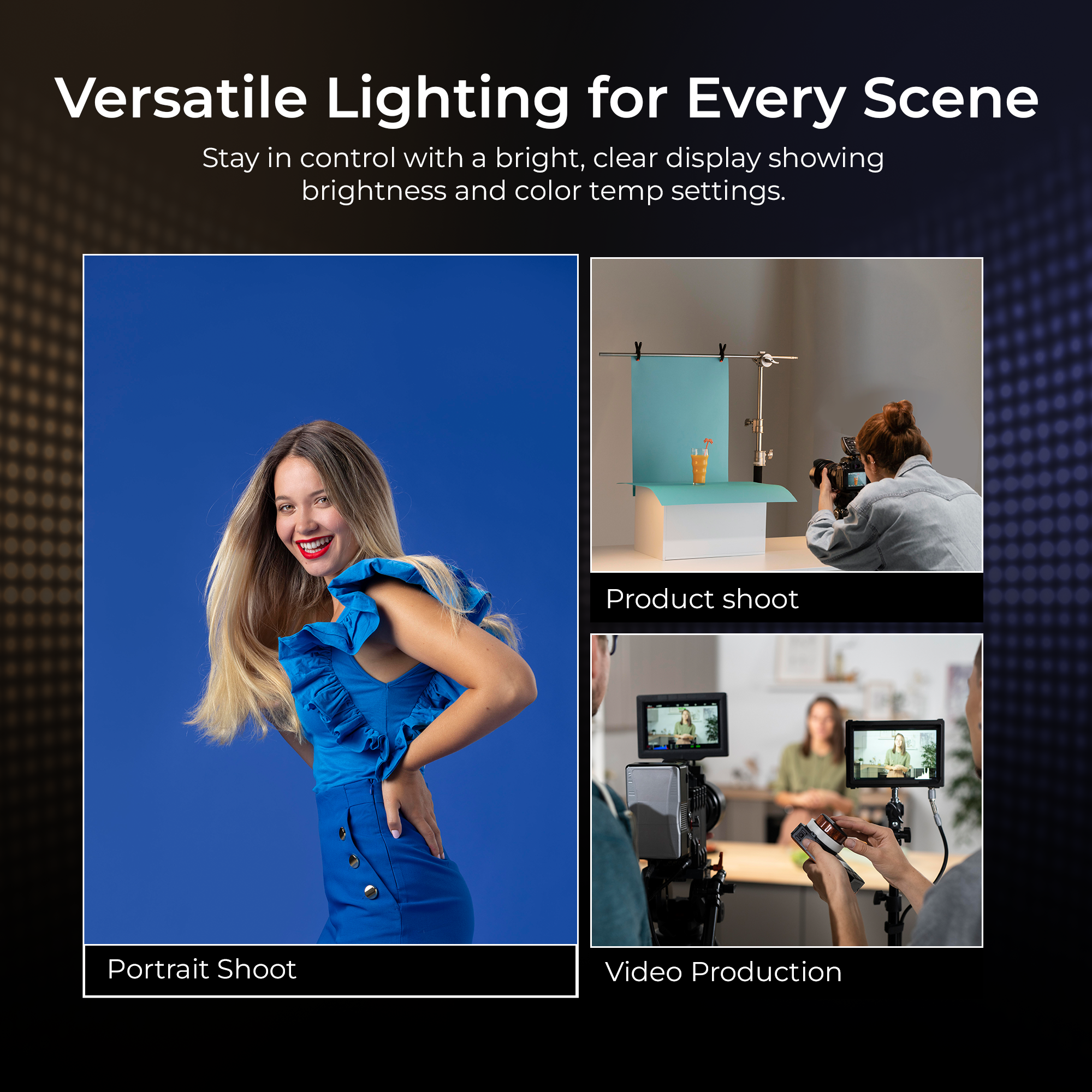 مصباح فيديو LED ثنائي اللون محمول من Digitek (LED-D432 Bi) LED-D432Bi (البطارية غير مشمولة)