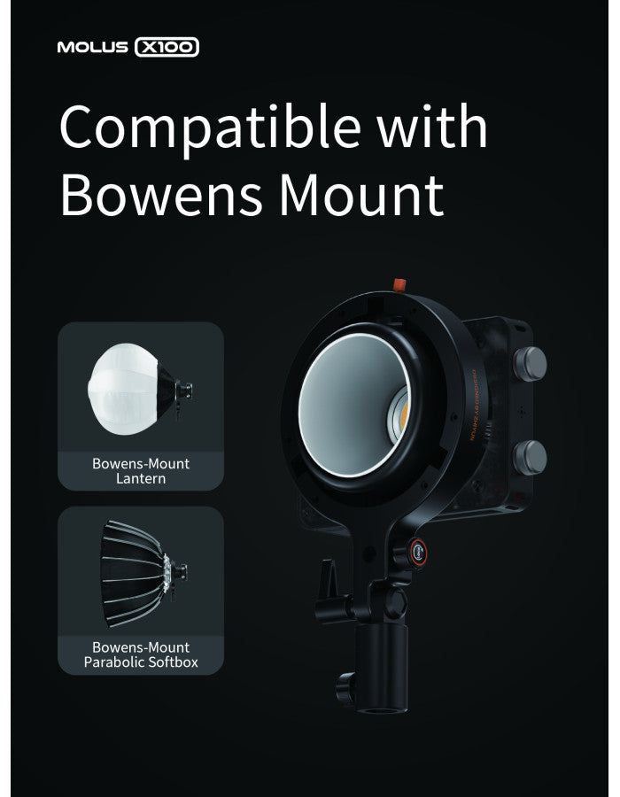 ZHIYUN MOLUS X100 PRO Bi-Color 100W COB Video Light, 385g LED Pocket Light 17317Lux 2700K-6500K CRI 95+/TLCI 97+ with Bluetooth App Control AC/DC Power Supply