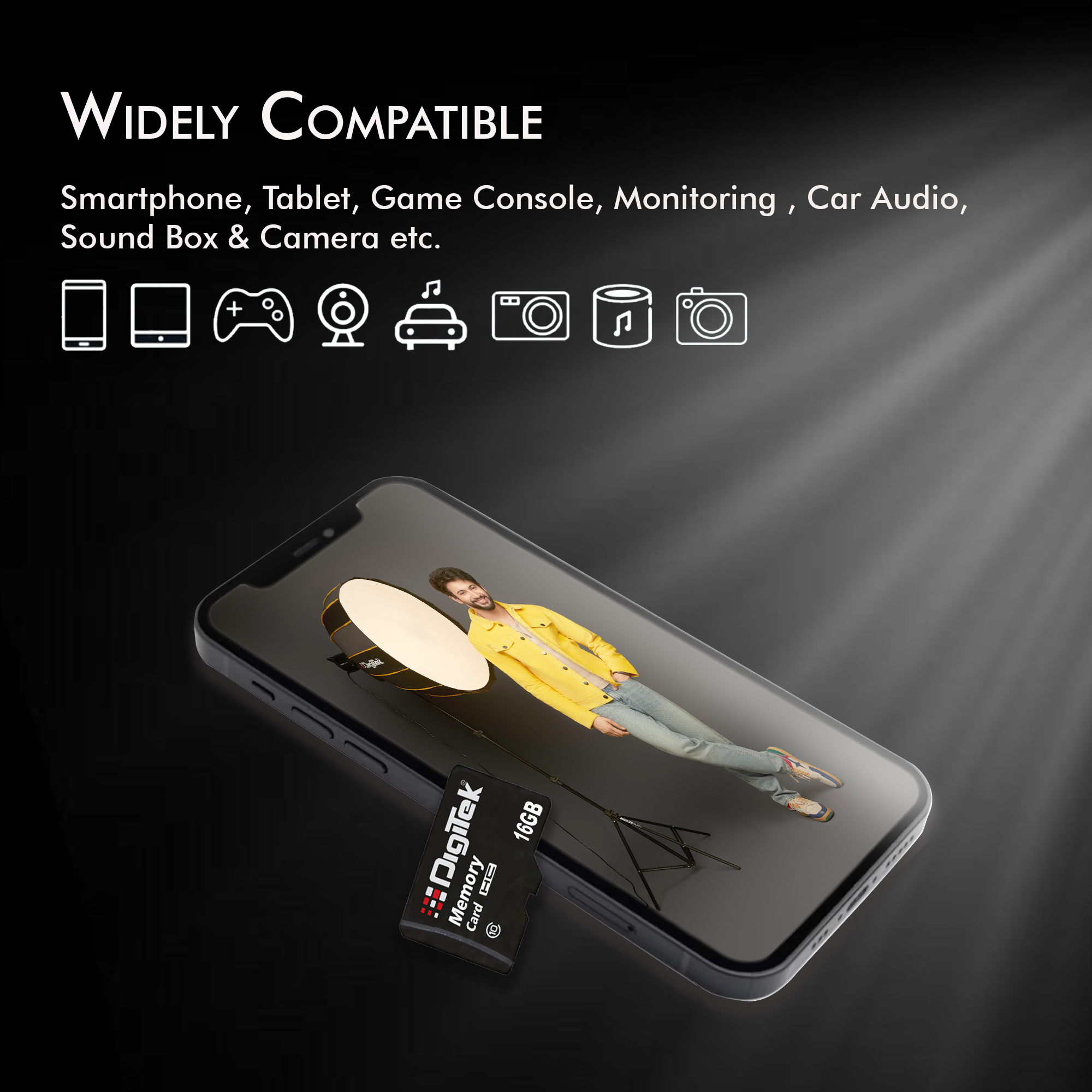 Digitek (DTF 16GB C10) High Speed Micro SDHC 16GB UHS-I Memory Card – A1, Class 10, 100MB/s Speed, Waterproof, Shockproof, X-Ray Safe, Ideal for Smartphones, Cameras, CCTV & More