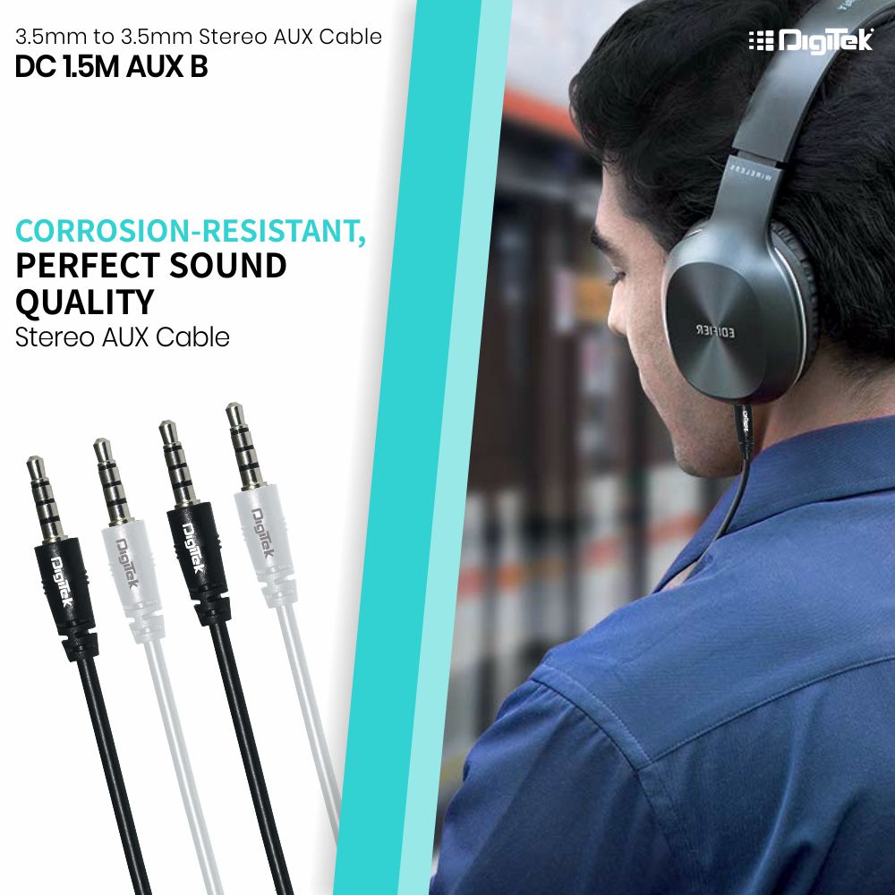 كابل Digitek AUX بطول 1.5 متر، تيار مستمر، AUX للهواتف الذكية (قد يختلف اللون)
