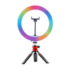 Digitek Combo 14 Inch RGB LED Ring Light with Adjustable Brightness and 18CM Flexible Mini Tripod Stand with Smartphone Holder for Makeup Vlogging, Live Streaming, YouTube and Video Shooting