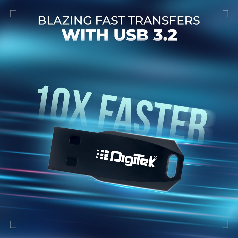 محرك أقراص فلاش USB 3.2 عالي السرعة من ديجيتك (Dud 3.2P 32GB)، سهل الاستخدام، مقاوم للأشعة السينية والمجالات المغناطيسية، هيكل بلاستيكي متين - متوافق مع أنظمة التشغيل ويندوز وماك 
