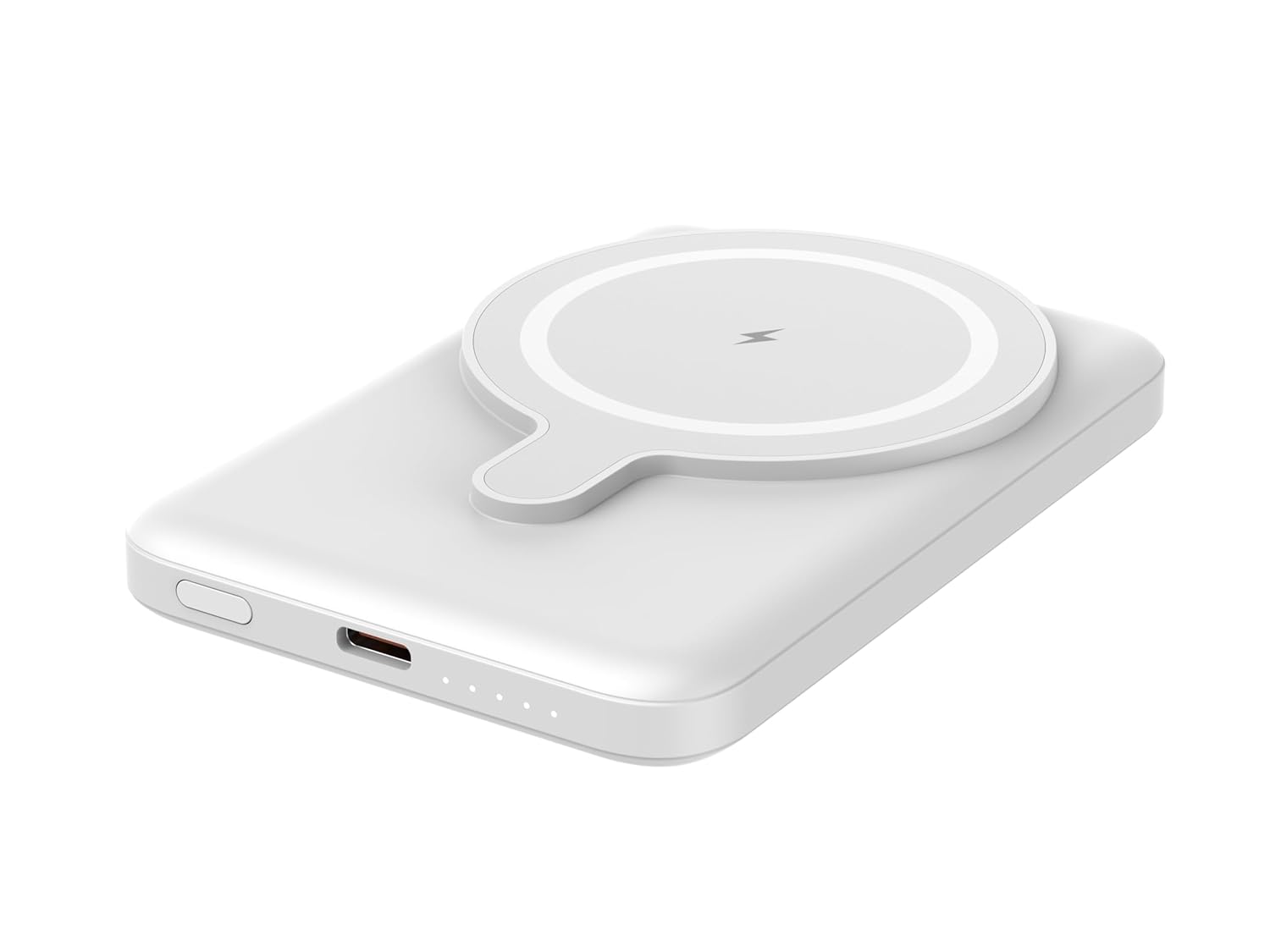 بنك طاقة لاسلكي فائق السرعة من ديجيتك (DPB-5000 MS) بقدرة 15 واط مع شحن PD بقدرة 20 واط ومنفذ من النوع C، باللون الأبيض 