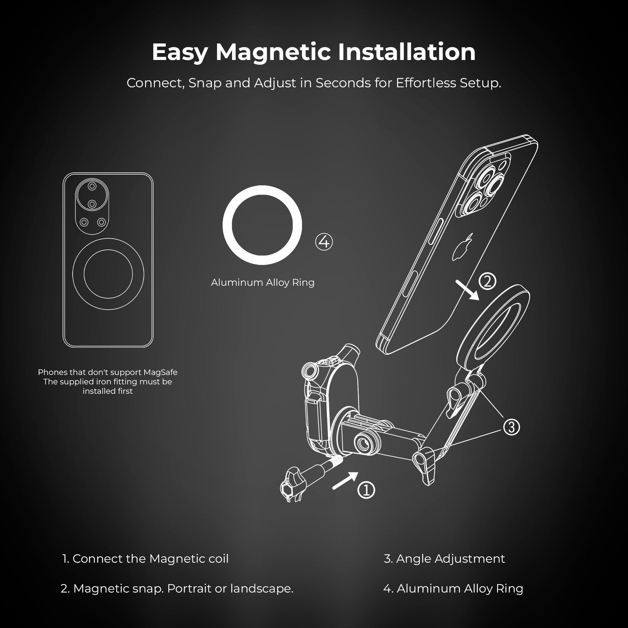 Digitek (DNM 050) Silicon U-Shaped Neck Magnetic Mount for Phones & Action Cameras, Magnetic Grip, 360° Rotation, Horizontal/Vertical Shooting, MagSafe & Non-MagSafe Compatible, for Outdoor Vlogging