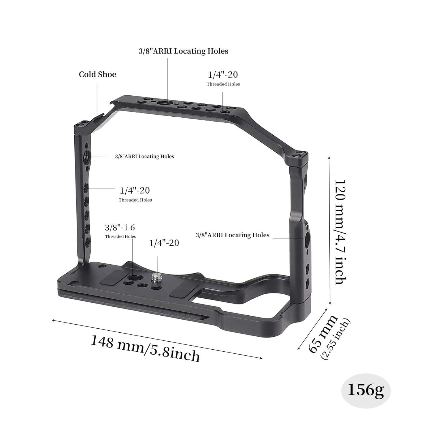 Digitek Cam Cage for (P) S5II/S52 Camera Aluminum Form-Fitted Cage with Quick Tripod Mounting - Digitek