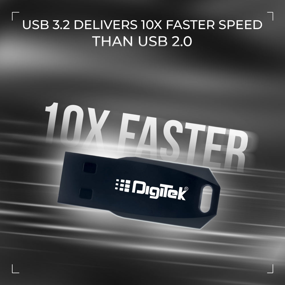 ذاكرة فلاش USB 3.2 عالية السرعة من ديجيتك (Dud 3.2P 64GB)، تعمل بمجرد التوصيل، مقاومة للأشعة السينية والمجالات المغناطيسية، هيكل بلاستيكي متين - متوافقة مع أنظمة ويندوز وماك أو إس 