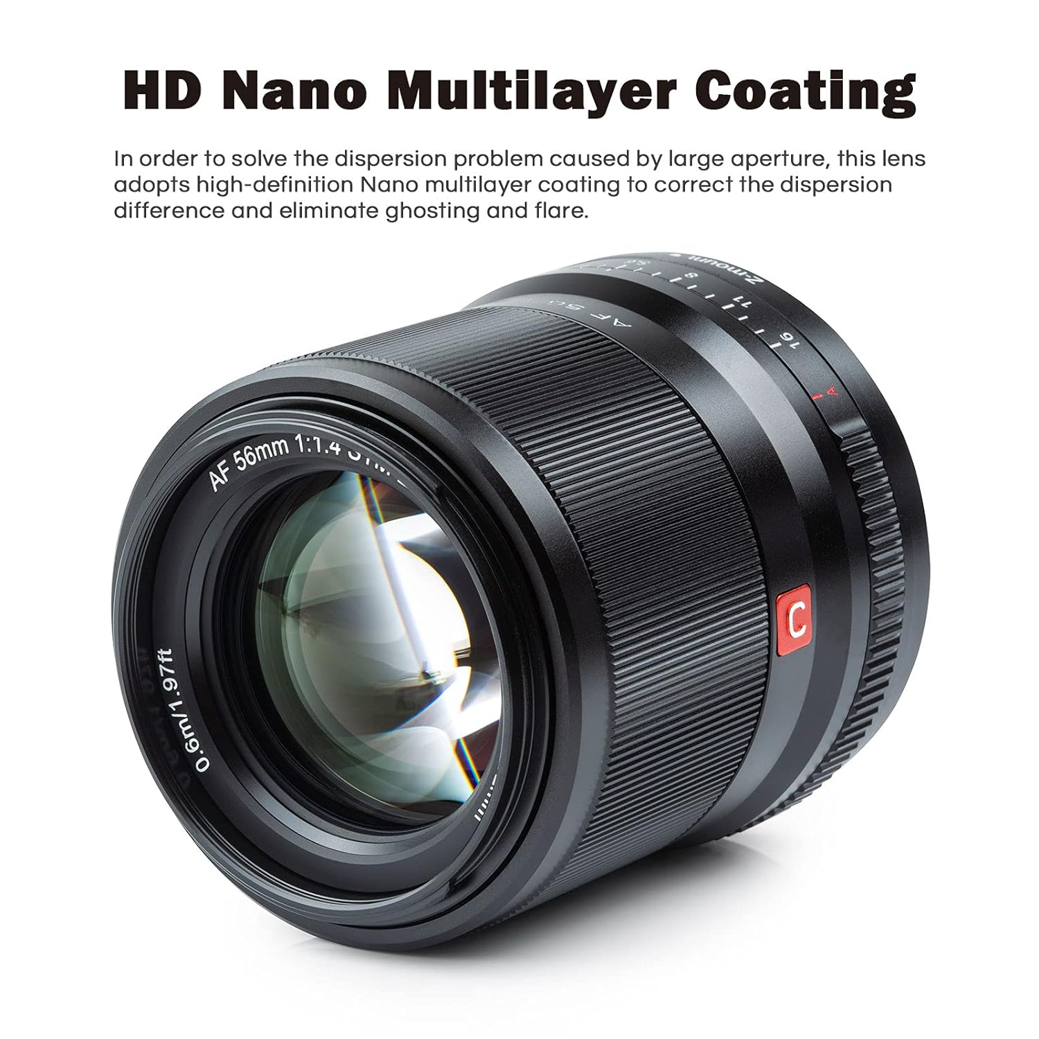 Viltrox 56mm F1.4 Autofocus Lens, Compatible with APS-C Nikon Z-Mount Mirrorless Camera Z fc Z50 Z5 Z6 Z6 II Z7 Z7 II (Black) - Digitek