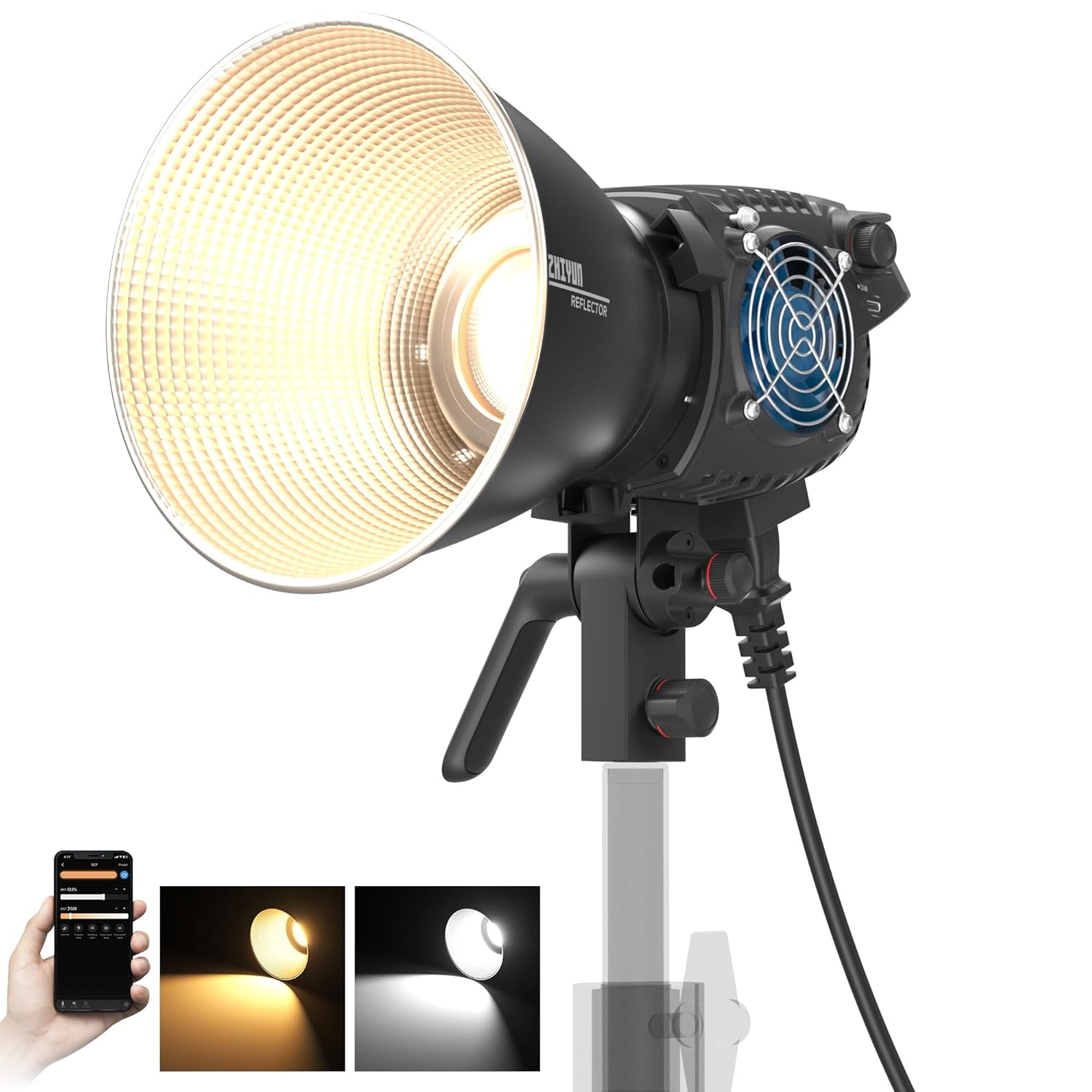 مصباح فيديو ZHIYUN Molus B200 [رسمي] بقوة 200 واط، مصباح فيديو LED بتقنية COB مع حامل Bowens، مصباح استوديو ثنائي اللون، 39900 لوكس/1 متر/2700 كلفن - 6500 كلفن/مؤشر تجسيد اللون ≥96/مؤشر اتساق الإضاءة التلفزيونية ≥96/تحكم عبر التطبيق، 13 تأثيرًا ساطعًا 