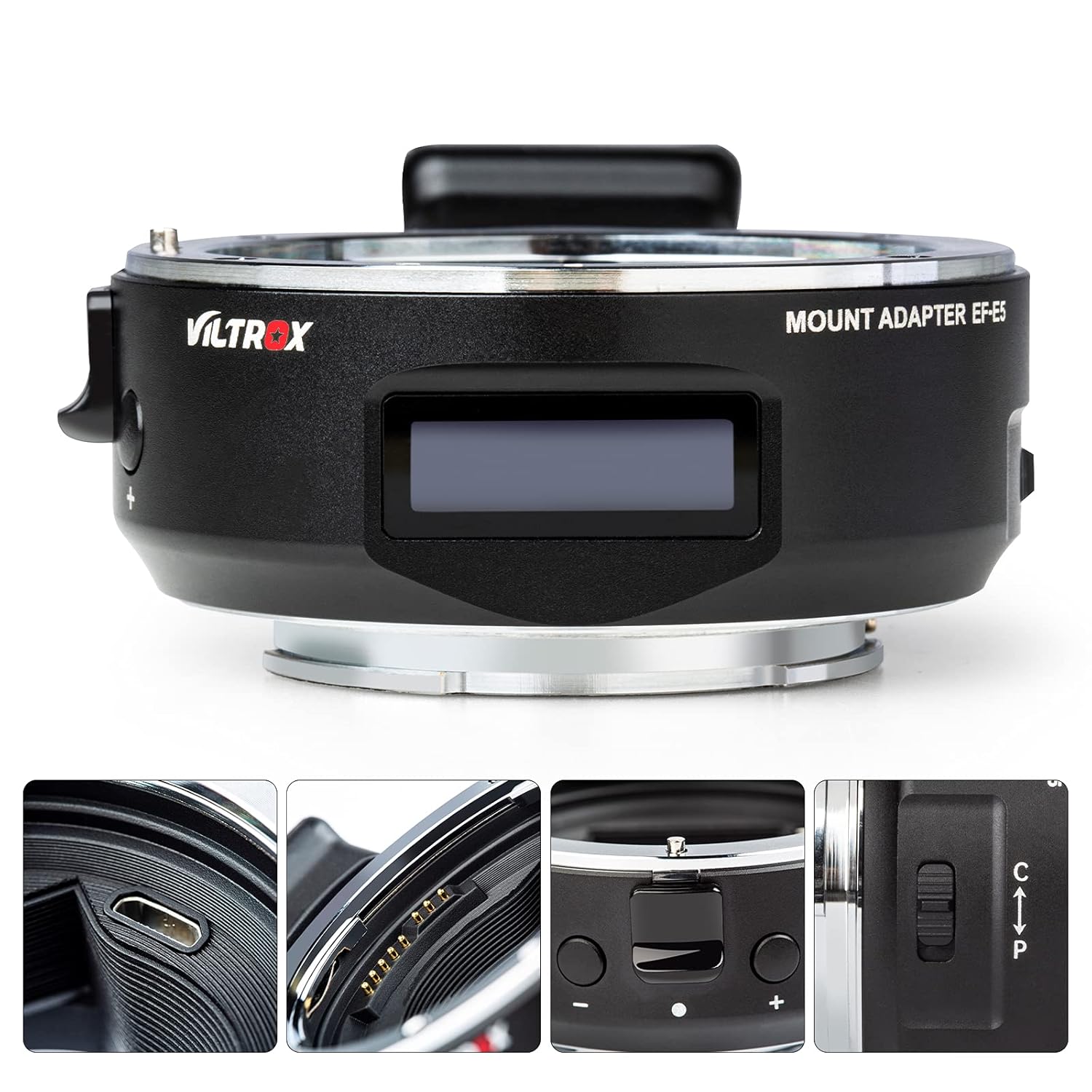 VILTROX EF-E5 Lens Adapter for Sony E Mount, OLED Display Auto Focus Lens Mount Ring Compatible with Canon EOS EF EF-S Lens to Sony E Mount a7r iv a7 iv a7 iii a7r iii a6500, Black