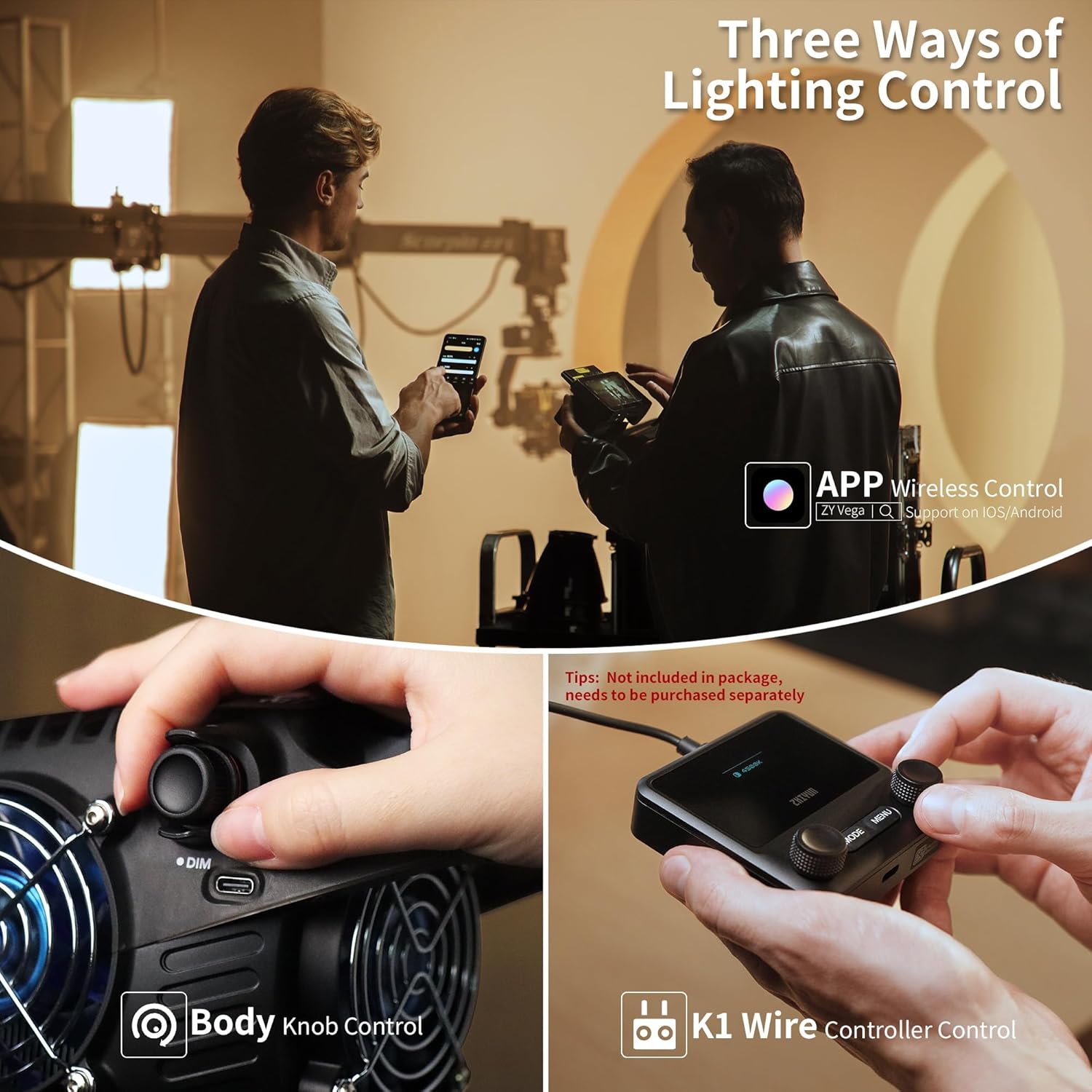 ZHIYUN Molus B200[Official] 200W Video Light, COB LED Video Light with Bowens Mount, Two-Tone Studio Light, 39900LUX/1M/2700K-6500K/ CRI ≥96/ TLCI ≥96/ APP Control, 13 Bright Effects