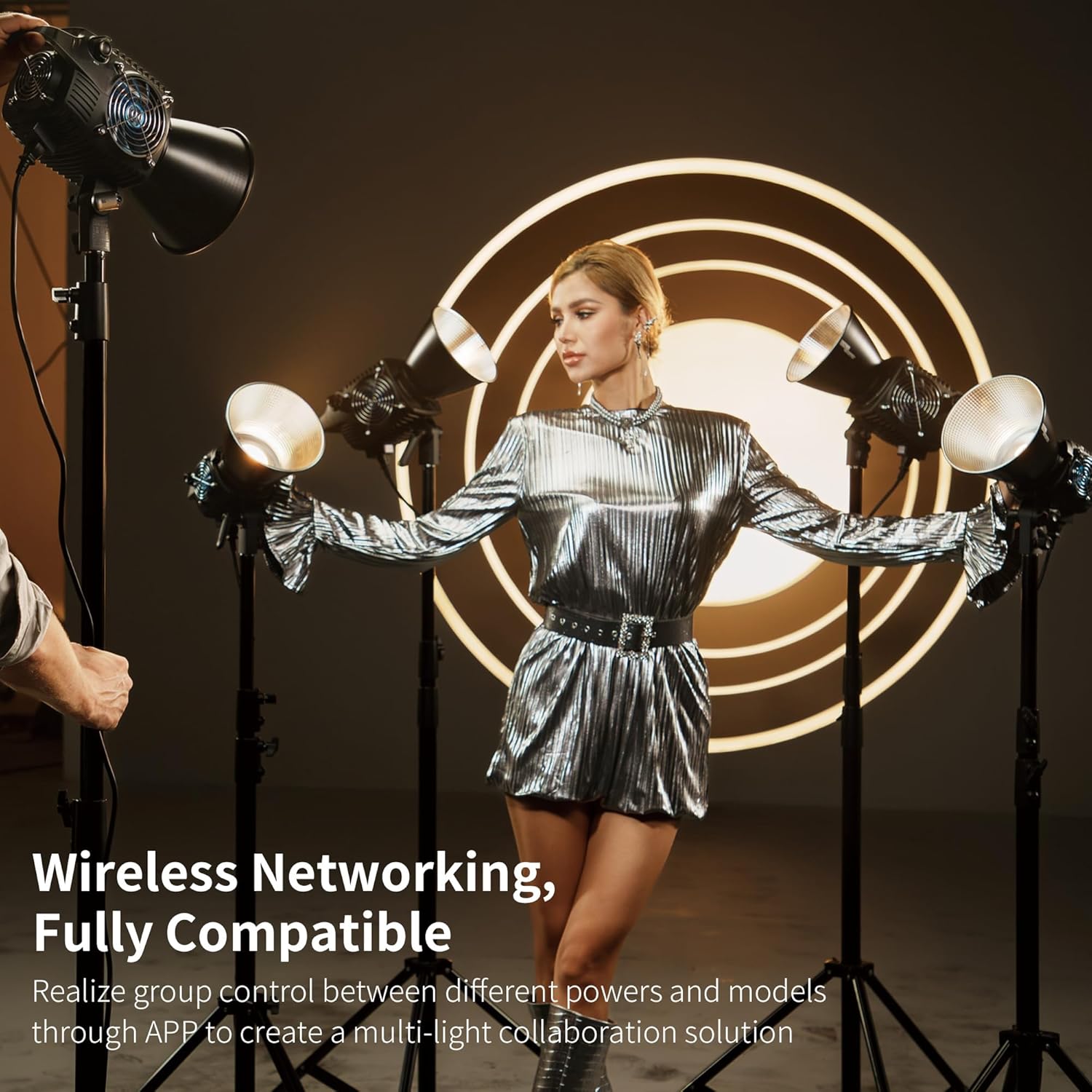 ZHIYUN Molus B100[Official] 100W Video Light, COB LED Video Light with Bowens Mount, Two-Tone Studio Light, 20600LUX/1M/2700K-6500K/ CRI ≥96/ TLCI ≥96/ APP Control, 13 Bright Effects