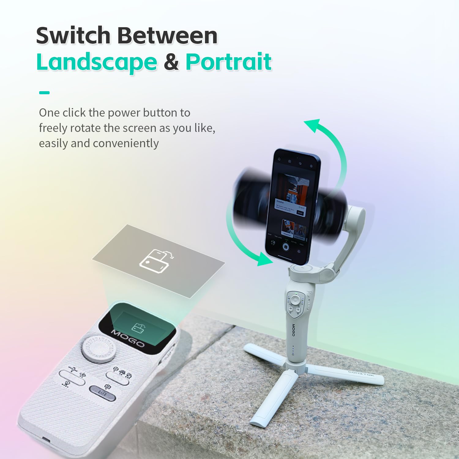 جهاز تحكم لاسلكي عن بعد من MOGO، حرر يديك، ملحق تصوير احترافي للتحكم في حركة التحريك والإمالة، تبديل الأوضاع، التبديل بين الكاميرات الأمامية والخلفية والتكبير/التصغير، متوافق فقط مع MOGO 