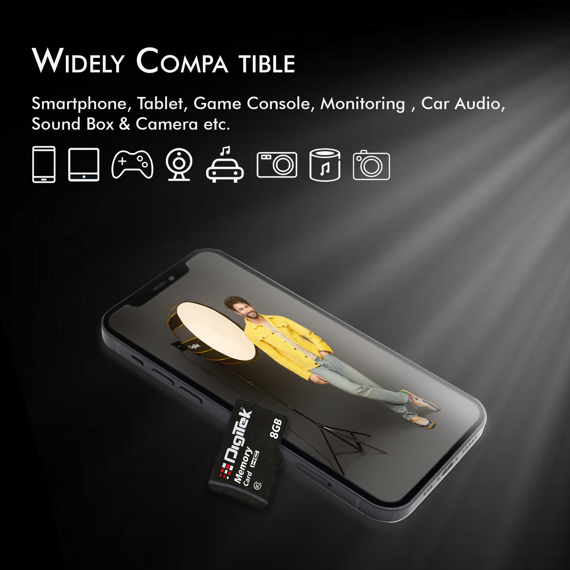 بطاقة ذاكرة ديجيتك (DTF 8GB C10) عالية السرعة من نوع مايكرو SDHC بسعة 8 جيجابايت UHS-I - A1، الفئة 10، سرعة 100 ميجابايت/ثانية، مقاومة للماء والصدمات والأشعة السينية، مثالية للهواتف الذكية والكاميرات وكاميرات المراقبة وغيرها