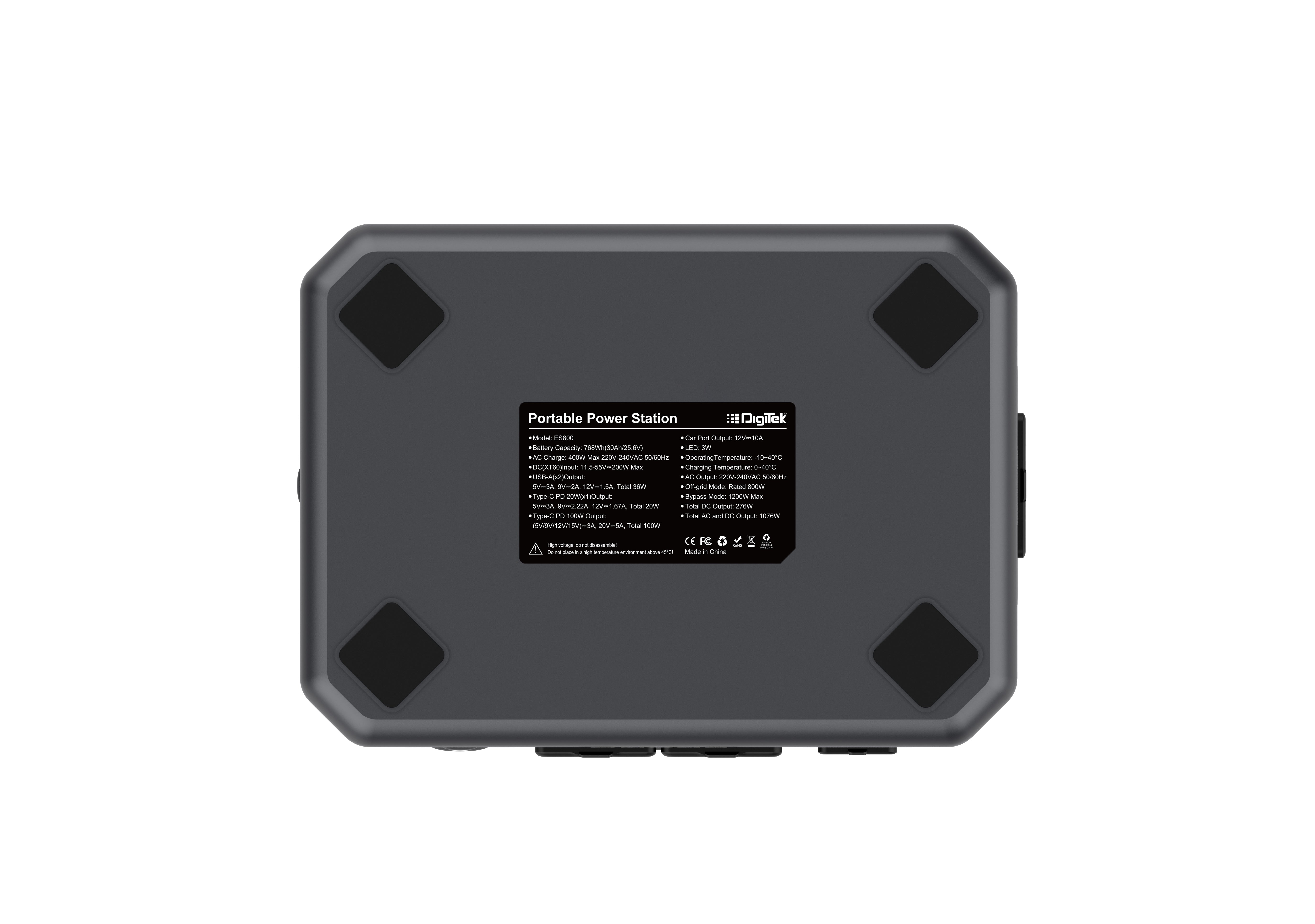 محطة الطاقة Digitek DPS 800W / محطة طاقة محمولة تعمل بالتيار المتردد/المستمر، متوافقة مع الأجهزة الإلكترونية التي تعمل بالتيار المتردد/المستمر