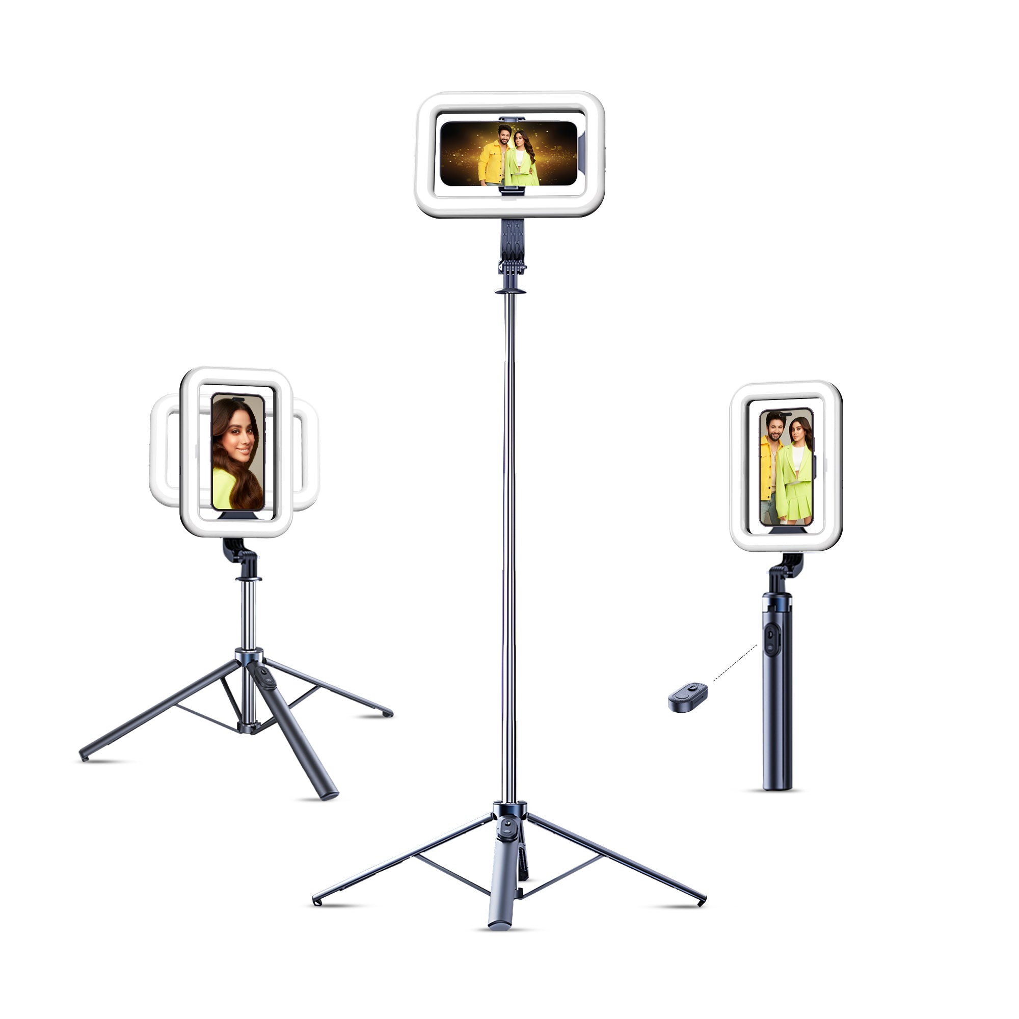 عصا سيلفي قابلة للتمديد من ديجيتك (DTR 630 SS) مع إضاءة تعبئة، قاعدة رباعية، جهاز تحكم عن بعد لاسلكي، أقصى ارتفاع 1.6 متر، قضيب تلسكوبي بستة أقسام، دوران 360 درجة، حمولة 1 كجم، متوافقة مع أجهزة أندرويد وآيفون