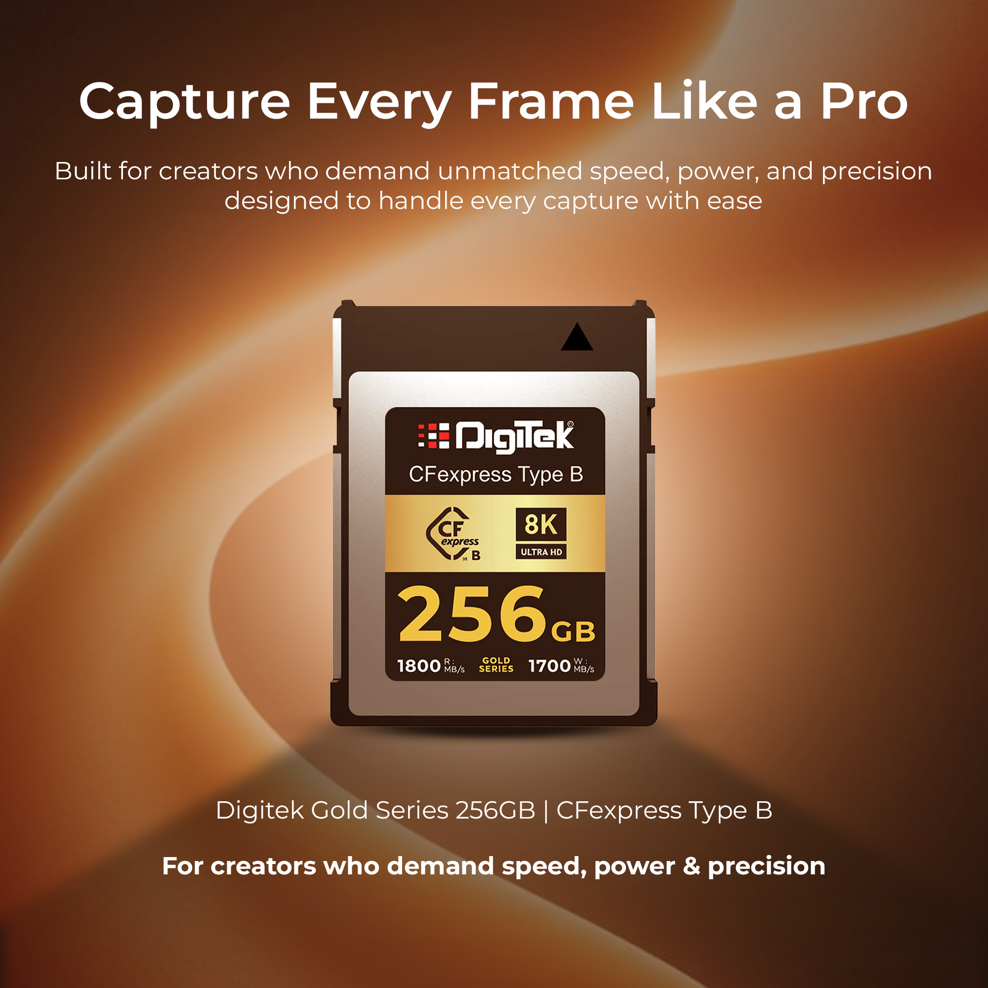 Digitek CFexpress Type B 256GB Gold Series – 1800MB/s Read, 1700MB/s Write, 8K Ultra HD