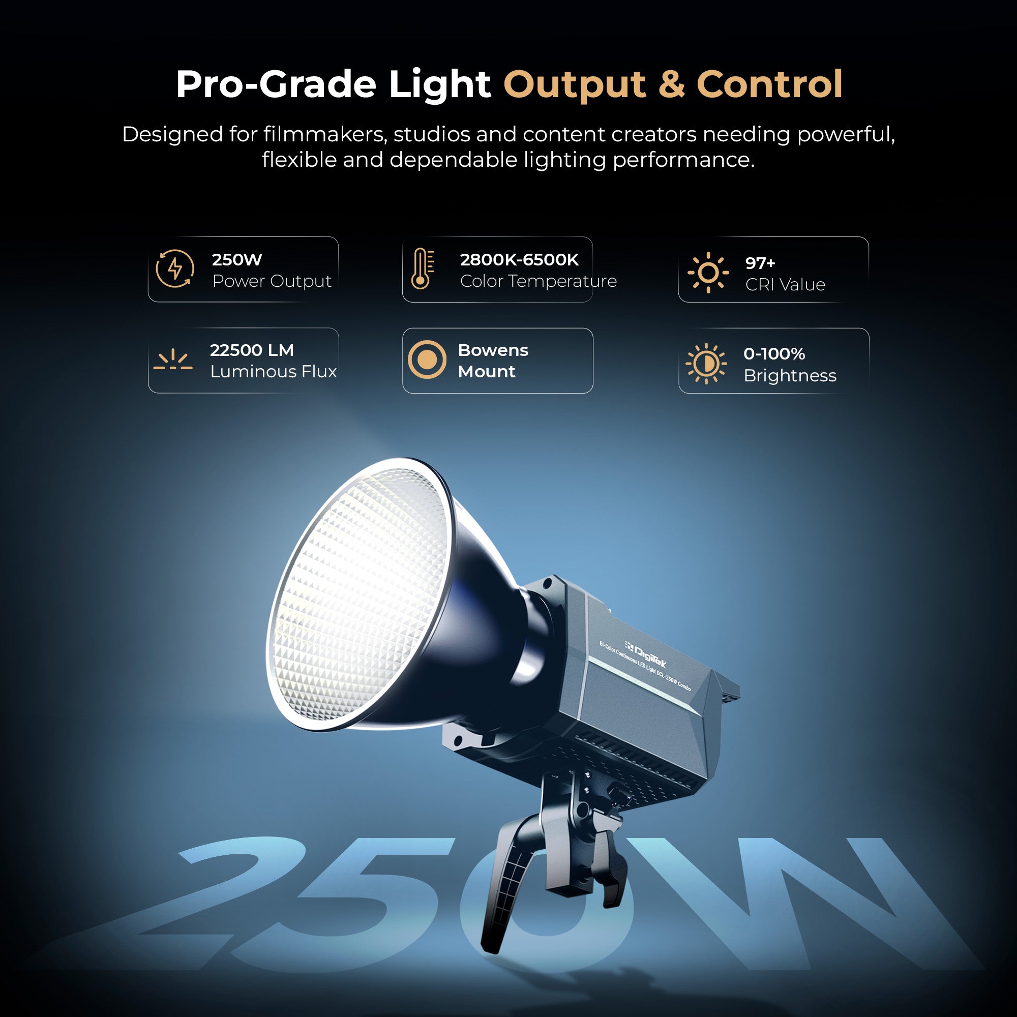 ديجيتك (مجموعة دي سي إل 250 واط) إضاءة مستمرة ثنائية اللون بقوة 250 واط