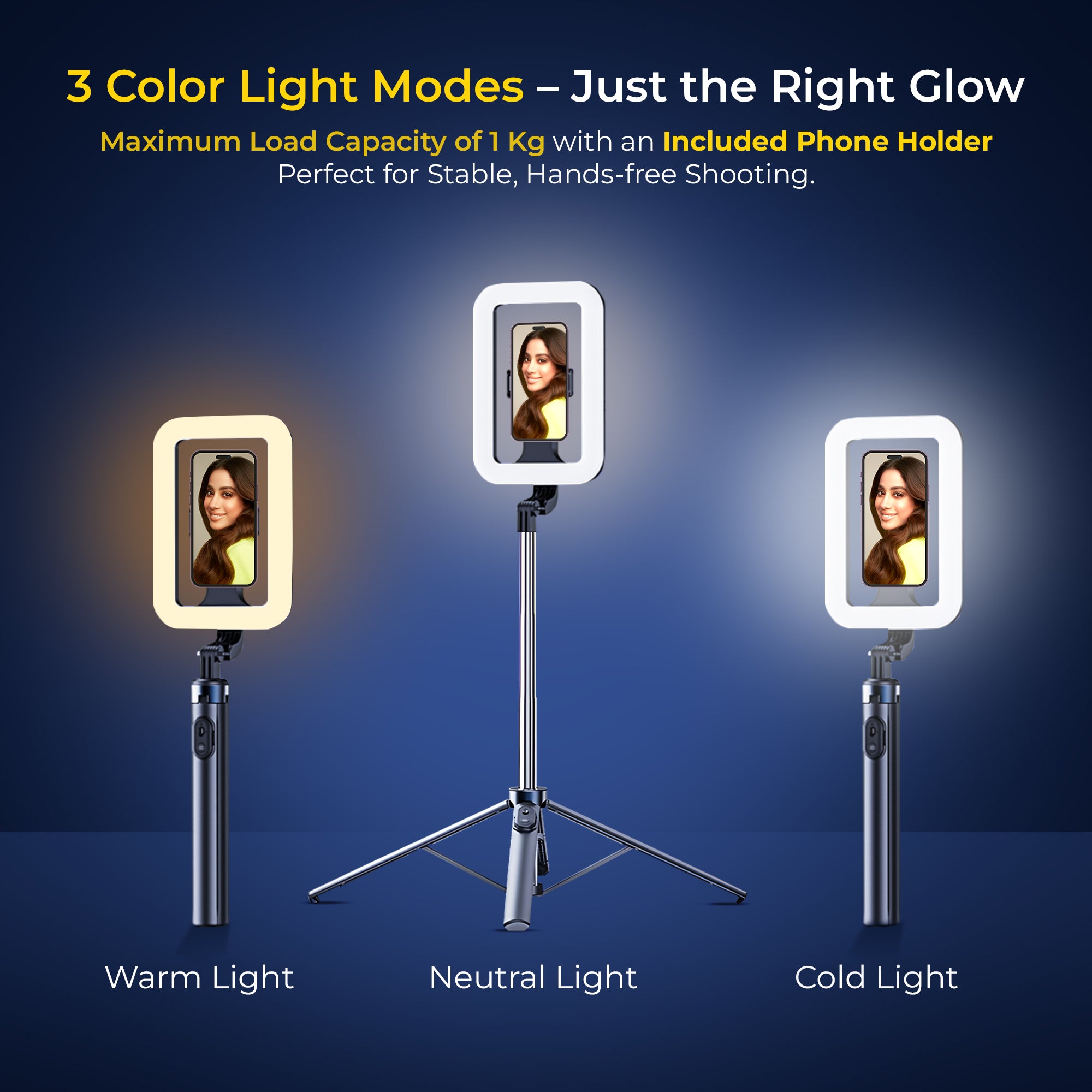 عصا سيلفي قابلة للتمديد من ديجيتك (DTR 630 SS) مع إضاءة تعبئة، قاعدة رباعية، جهاز تحكم عن بعد لاسلكي، أقصى ارتفاع 1.6 متر، قضيب تلسكوبي بستة أقسام، دوران 360 درجة، حمولة 1 كجم، متوافقة مع أجهزة أندرويد وآيفون