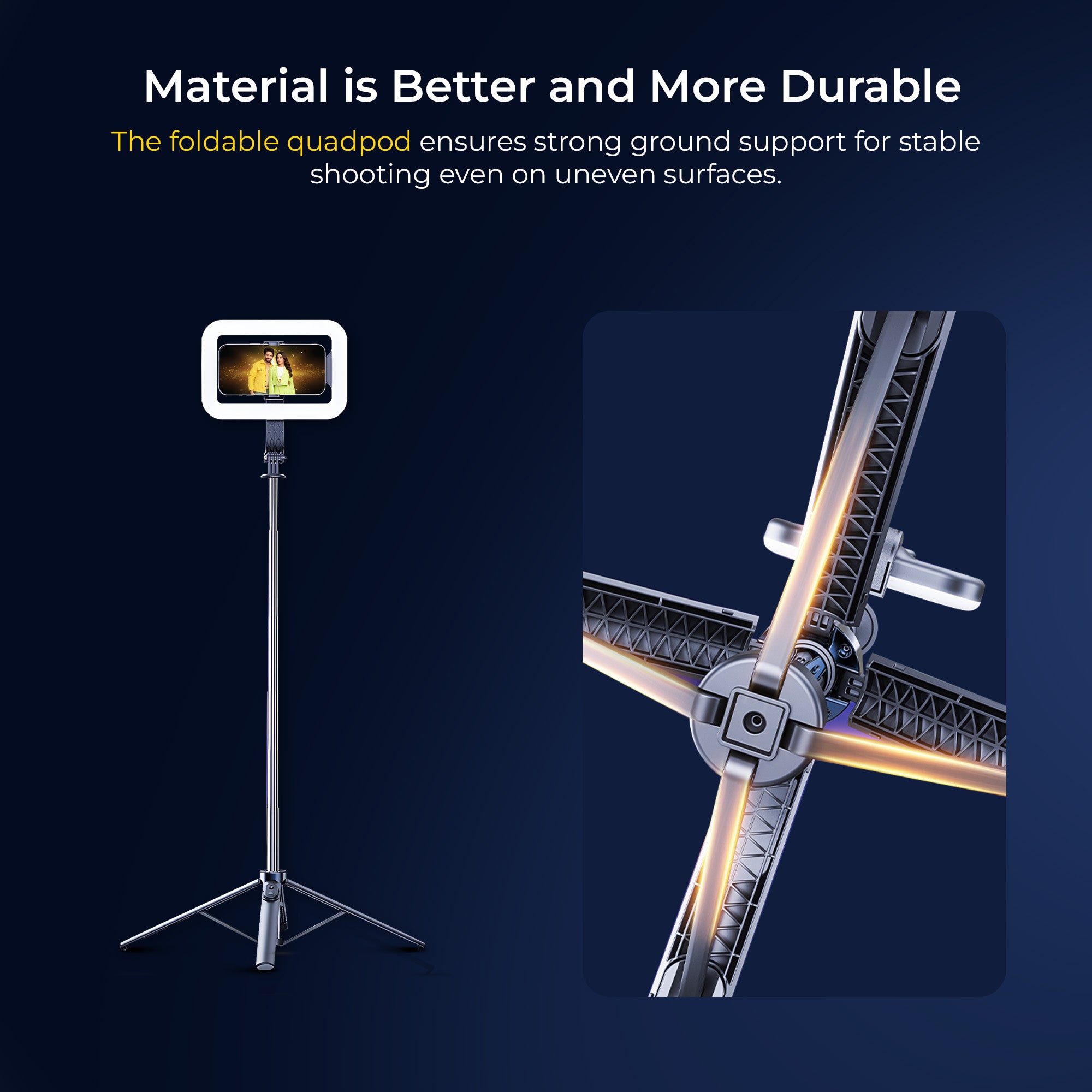 عصا سيلفي قابلة للتمديد من ديجيتك (DTR 630 SS) مع إضاءة تعبئة، قاعدة رباعية، جهاز تحكم عن بعد لاسلكي، أقصى ارتفاع 1.6 متر، قضيب تلسكوبي بستة أقسام، دوران 360 درجة، حمولة 1 كجم، متوافقة مع أجهزة أندرويد وآيفون