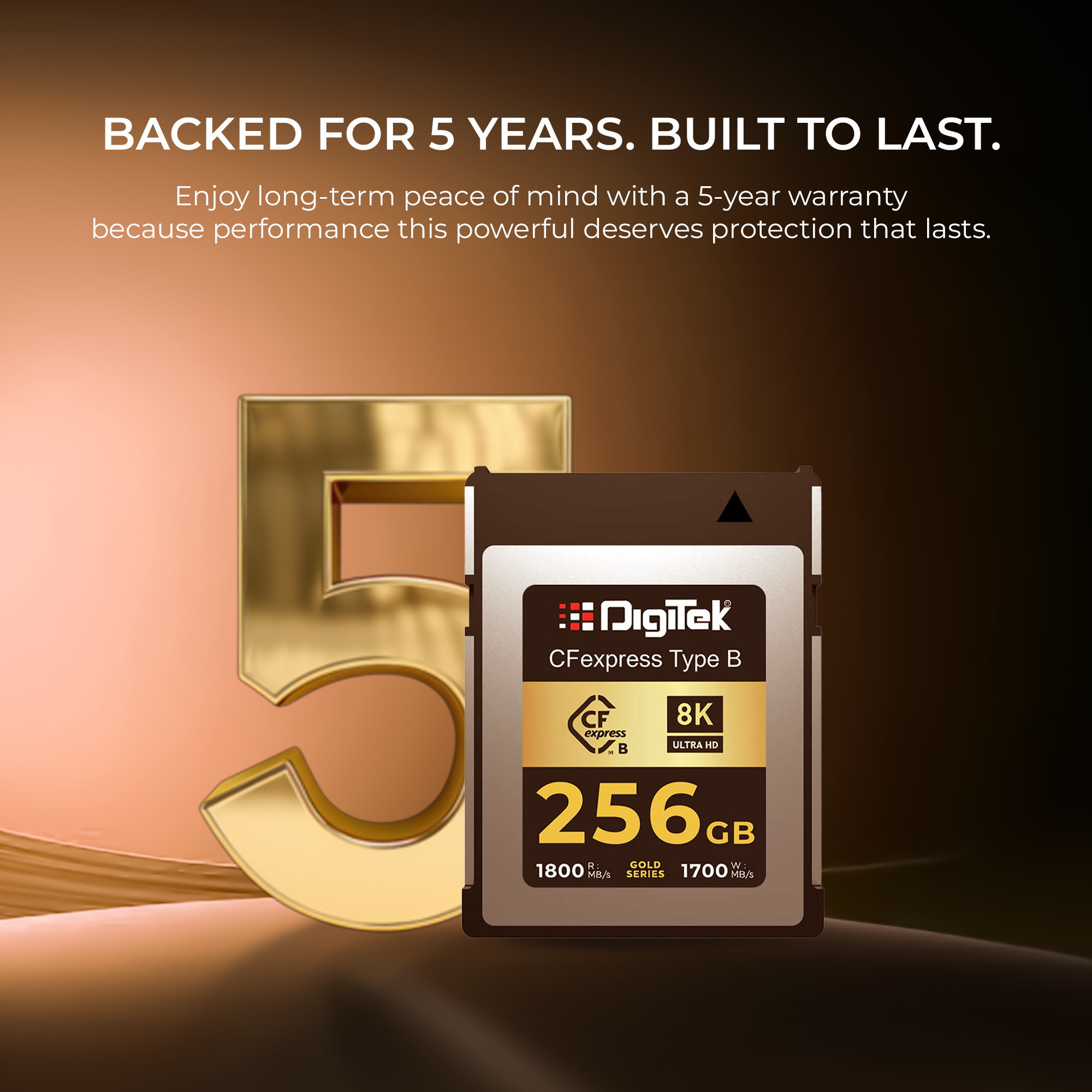 Digitek CFexpress Type B 256GB Gold Series – 1800MB/s Read, 1700MB/s Write, 8K Ultra HD