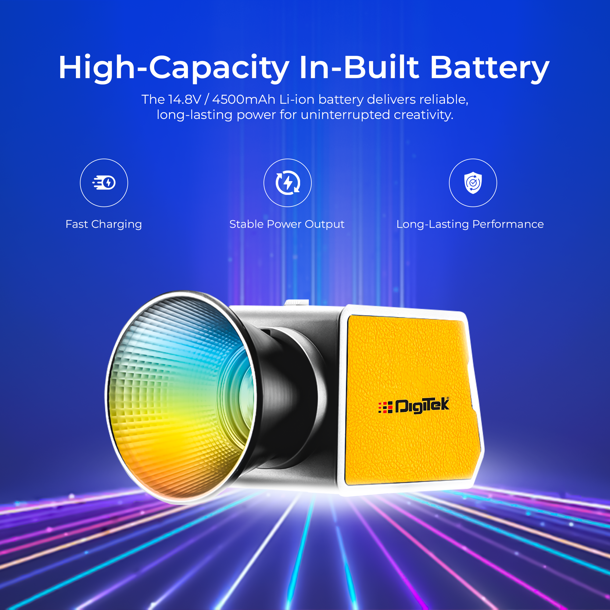 Digitek (DCL-60W RGB) 60W Palm RGB Continuous LED Light with Reflector & Mini Bowen Mount Unique Modern Meticulous Design to Cater to The Photographers Aesthetic idea for Professional Photography