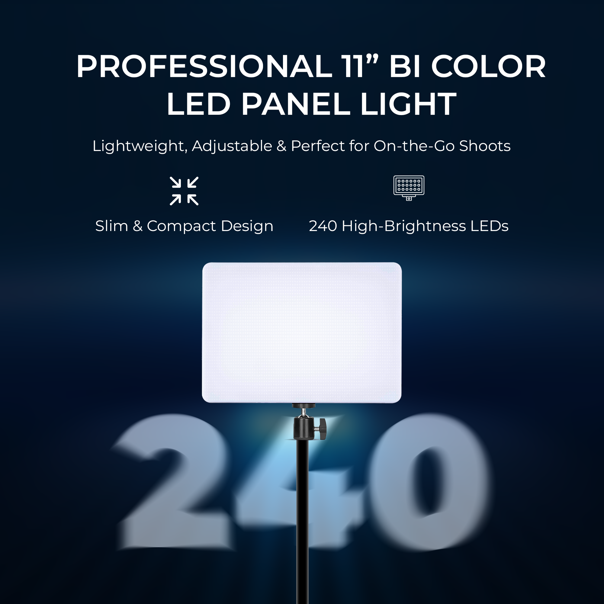 Digitek (DPL 011) Ultra Slim 40W Bi-Color LED Panel Light, 2700K-6500K Adjustable, 240 LEDs, Dimmable 0-100%, AC Powered with Remote Control, Ideal for Photo & Videography
