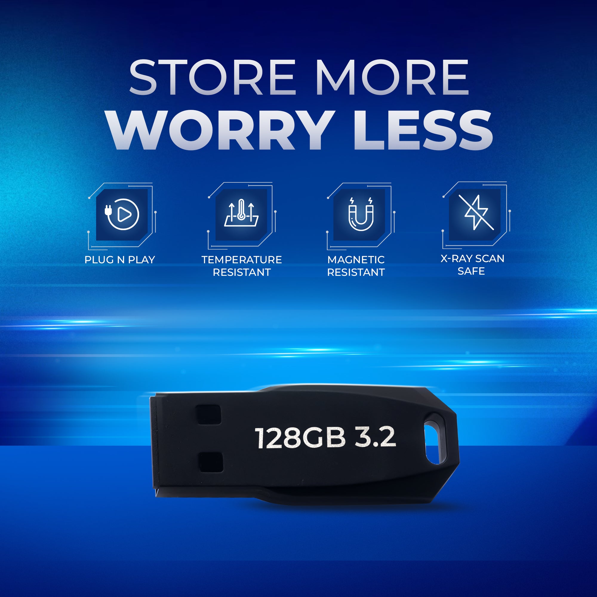 محرك أقراص فلاش USB 3.2 عالي السرعة من ديجيتك (Dud 3.2P 128GB)، سهل الاستخدام، مقاوم للأشعة السينية والمجالات المغناطيسية، هيكل بلاستيكي متين - متوافق مع أنظمة التشغيل ويندوز وماك 