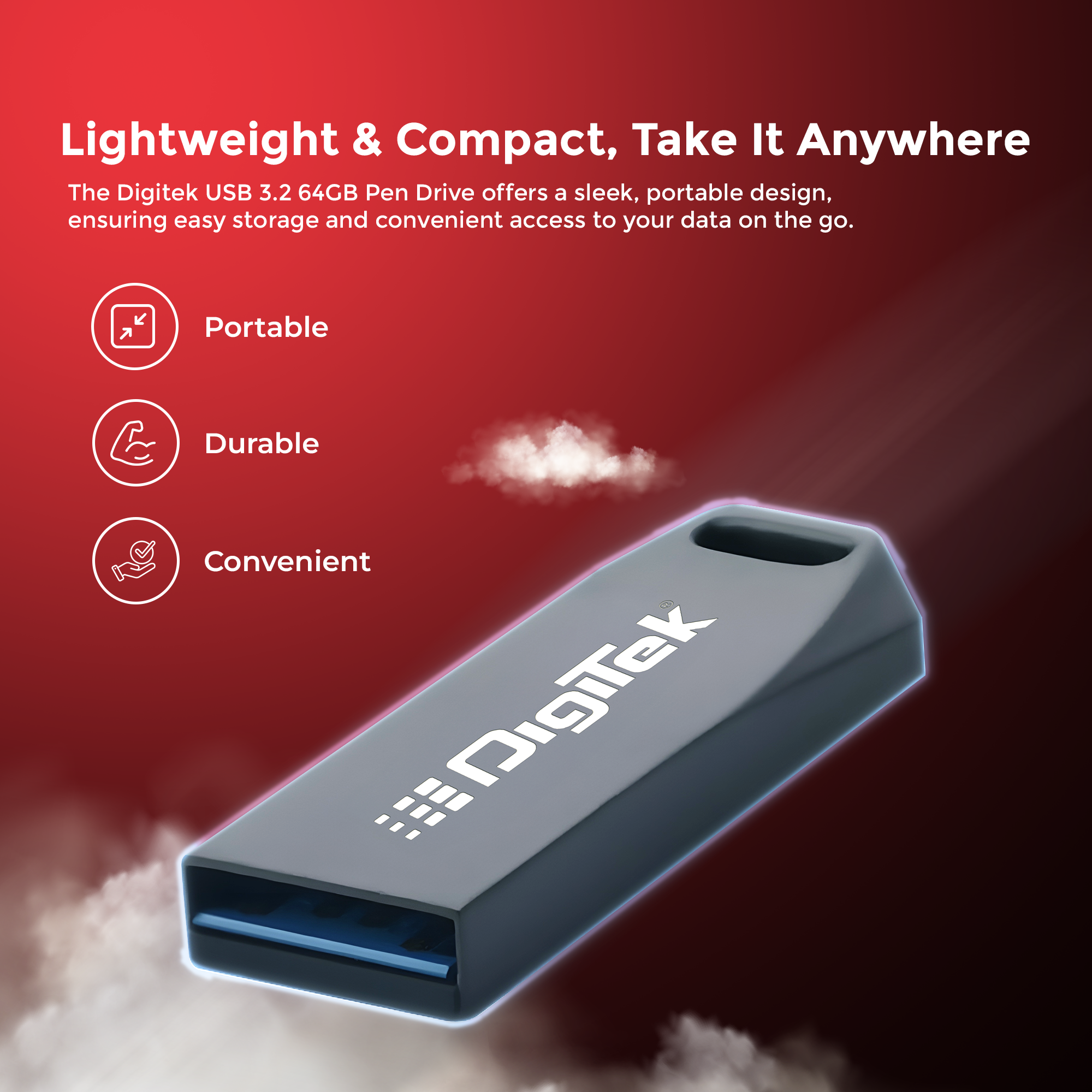 Digitek (Dud 64G V3.2) USB 3.2 Flash Drive, 64GB Storage, High Speed Read & Write, Pen Drive, Magnetic, X-Ray & Temperature Resistant | Compatible with Windows & Mac OS