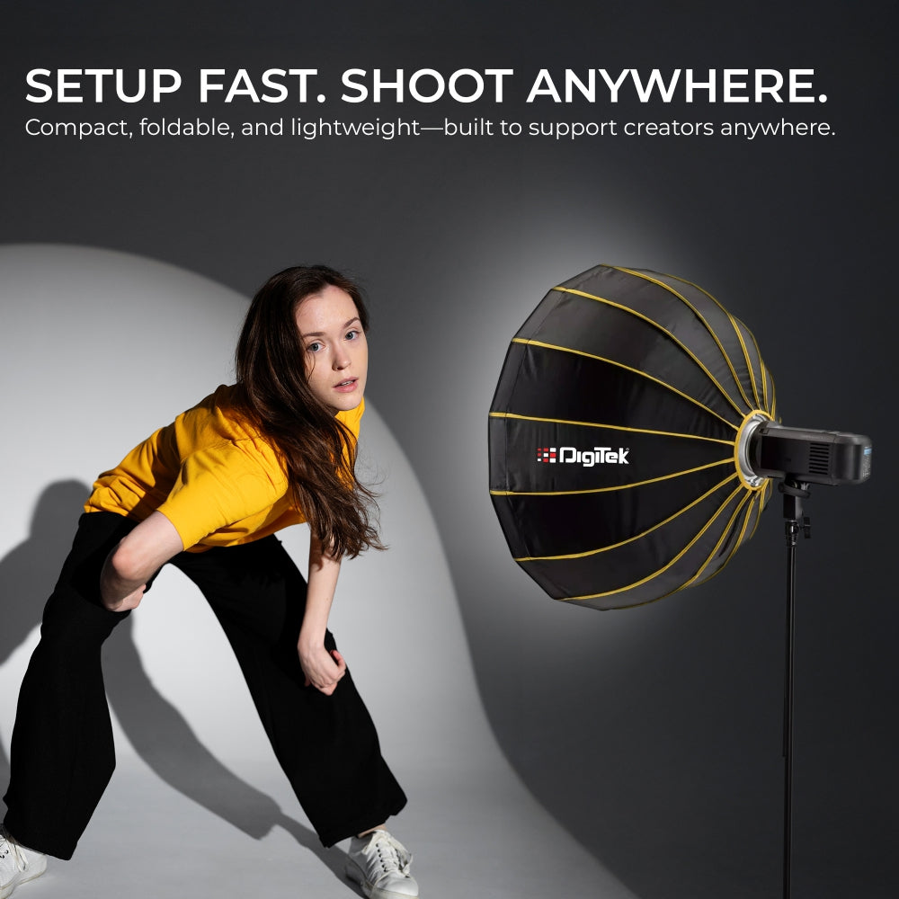 Digitek DBDS-105W 105cm Beauty Dish Softbox (White), Collapsible, Transportable, Lightweight Bowen Mount for Photography & Studio Lighting with Removable Diffuser