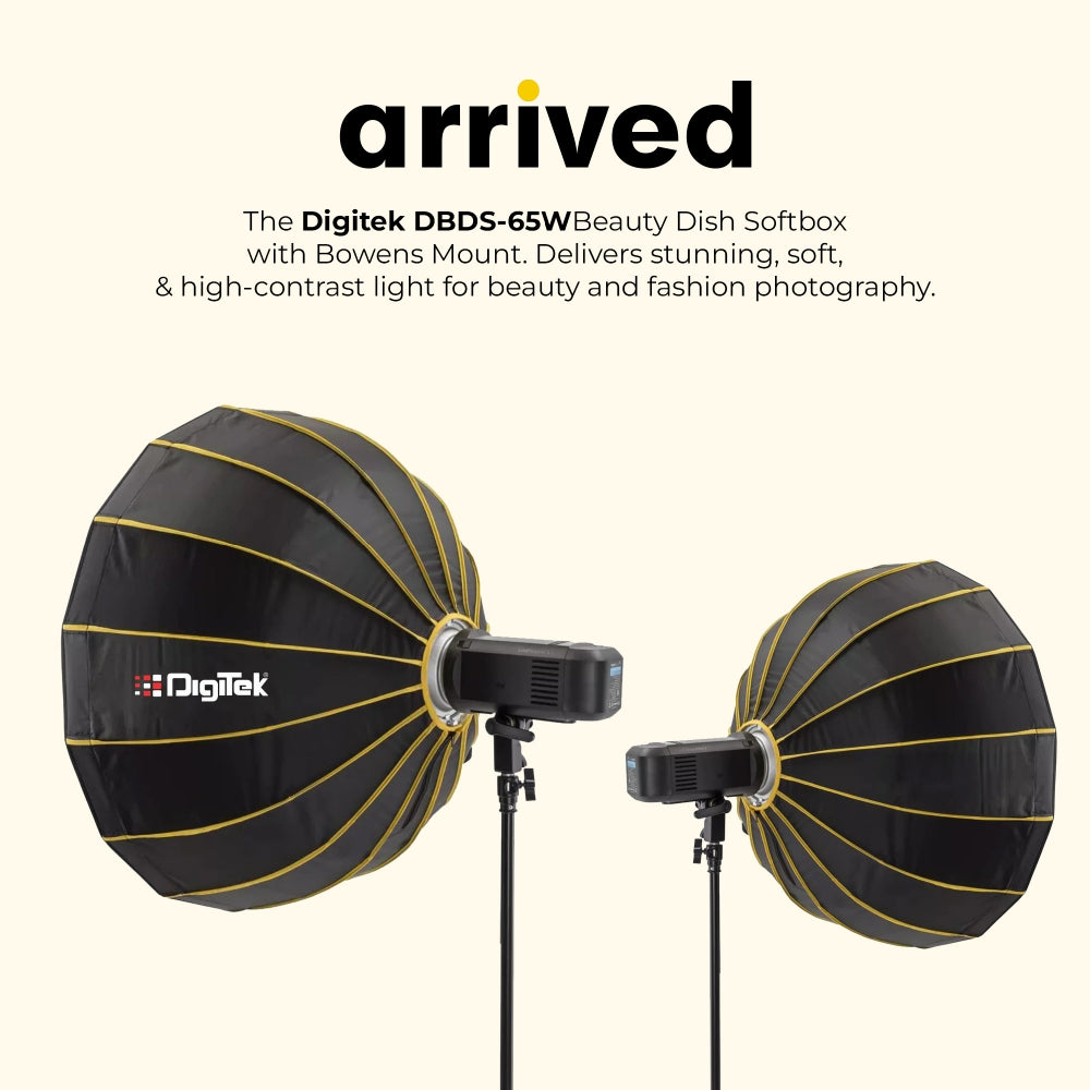 صندوق إضاءة ناعم Digitek DBDS-65W مقاس 65 سم (أبيض)، قابل للطي، سهل النقل، خفيف الوزن، مزود بحامل Bowen للتصوير الفوتوغرافي وإضاءة الاستوديو مع موزع ضوء قابل للإزالة 