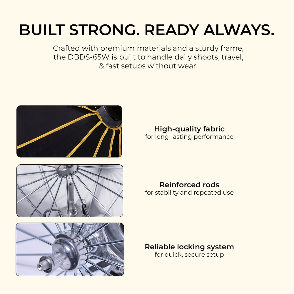 Digitek DBDS-65W 65cm Beauty Dish Softbox (White), Collapsible, Transportable, Lightweight Bowen Mount for Photography & Studio Lighting with Removable Diffuser