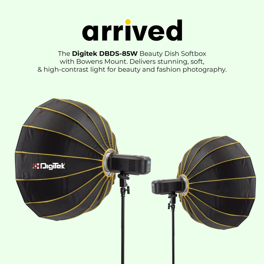 Digitek DBDS-85W 85cm Beauty Dish Softbox (White), Collapsible, Transportable, Lightweight Bowen Mount for Photography & Studio Lighting with Removable Diffuser