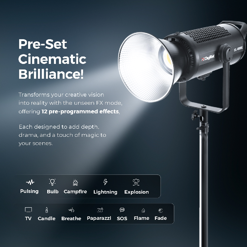 Digitek (DCL-400 WBC Combo) Continuous Light. Built with Solid Aluminium Alloy Frame. The Light has a Bi- Color 2700-6500K + 200 Output and a High CRI Rating - Digitek