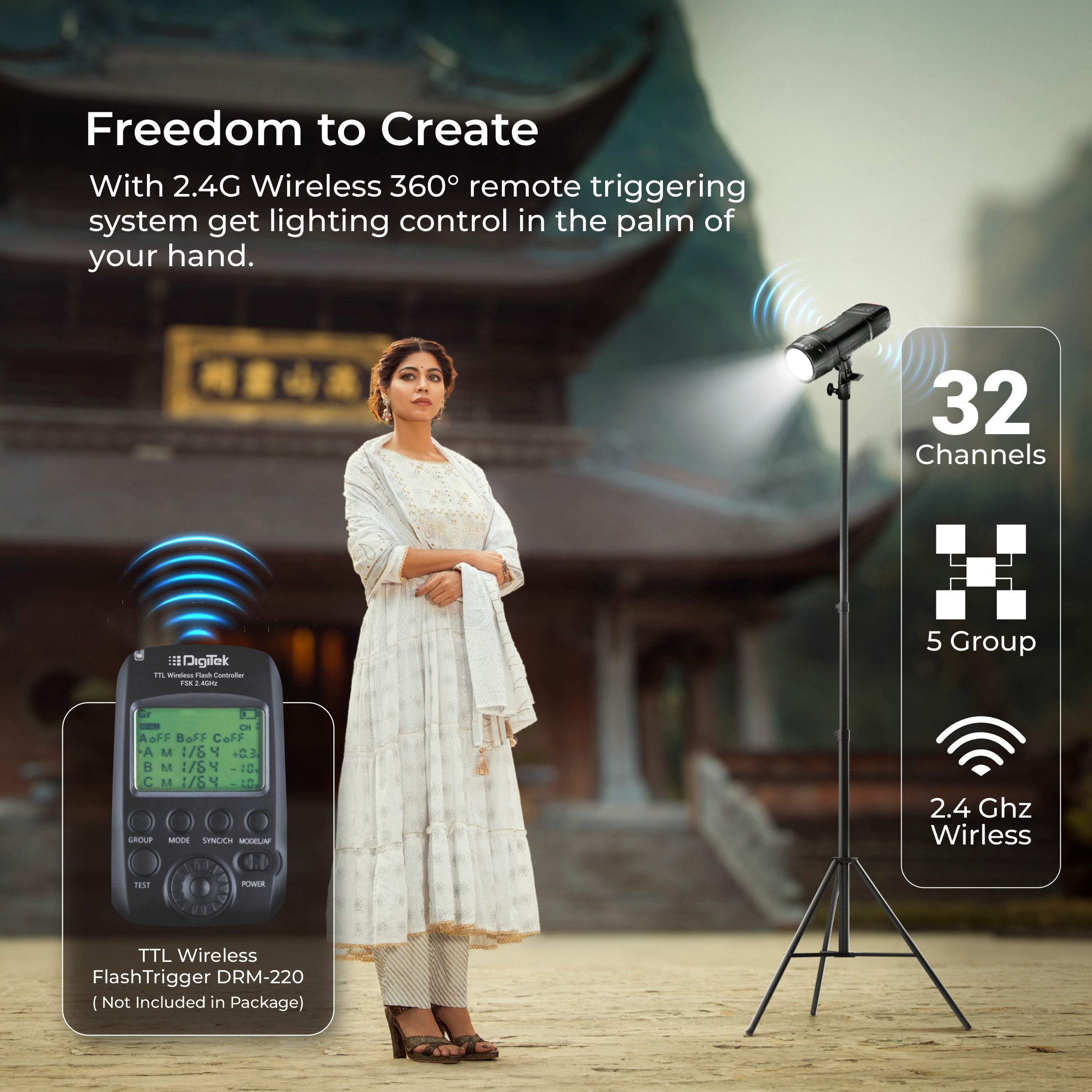 Digitek (DFL 220) Handheld TTL Flash Speedlite, 2s Recycle Time, 5600K Color Temp, 1/18000s High-Speed Sync, 32 Channels, Non Stop Power Range, TTL/Manual/Multi Modes, Lighting for Indoor/Outdoor Shoots