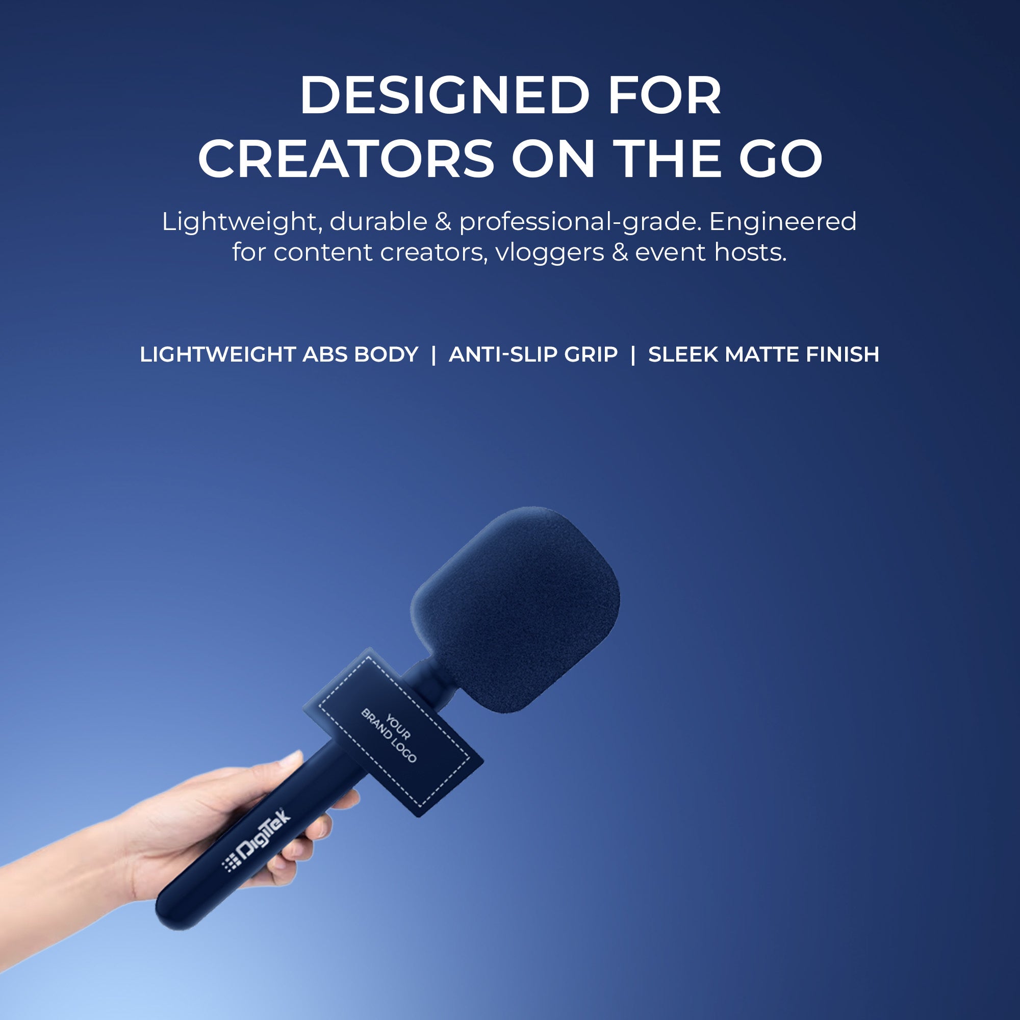 محول ميكروفون المقابلات المحمول Digitek (DHMA-102) مزود بلوحة عرض العلامة التجارية وواقي رغوي للرياح لتقليل ضوضاء الرياح، متوافق مع DWM 101 وأجهزة الإرسال اللاسلكية الأخرى GO 