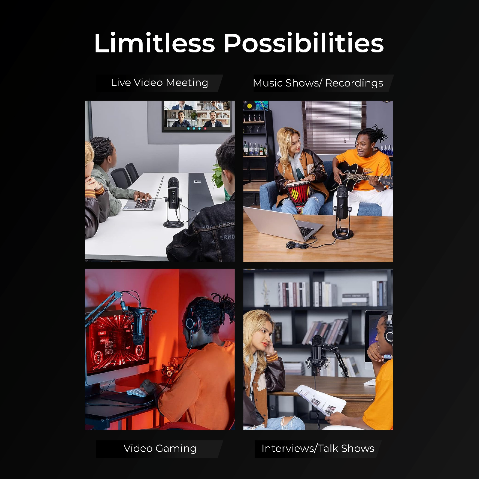 Digitek DM-601 Metal Desktop USB Microphone with Shock Mount & Adjustable Stand - Digitek