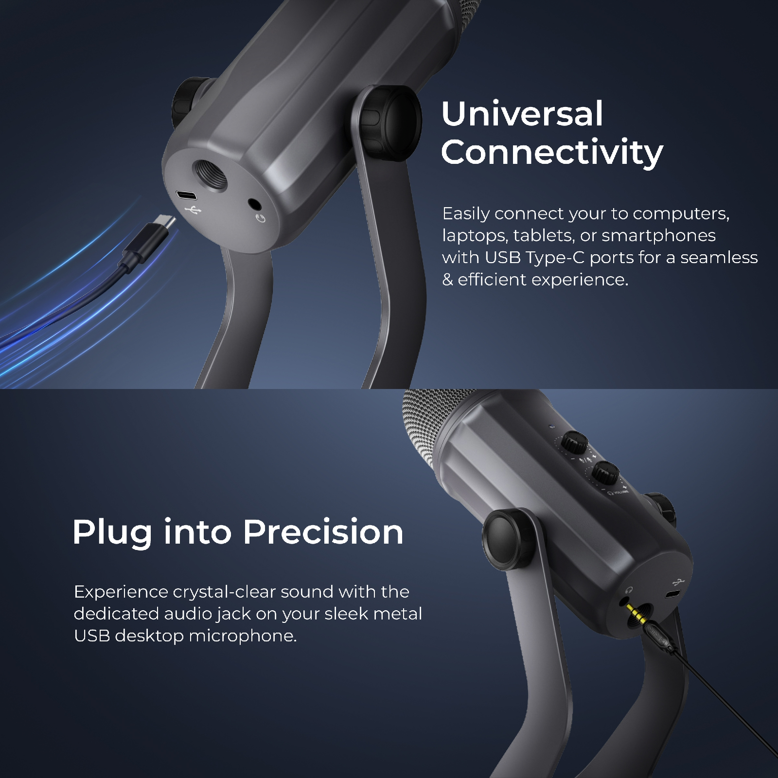 Digitek DM-601 Metal Desktop USB Microphone with Shock Mount & Adjustable Stand - Digitek
