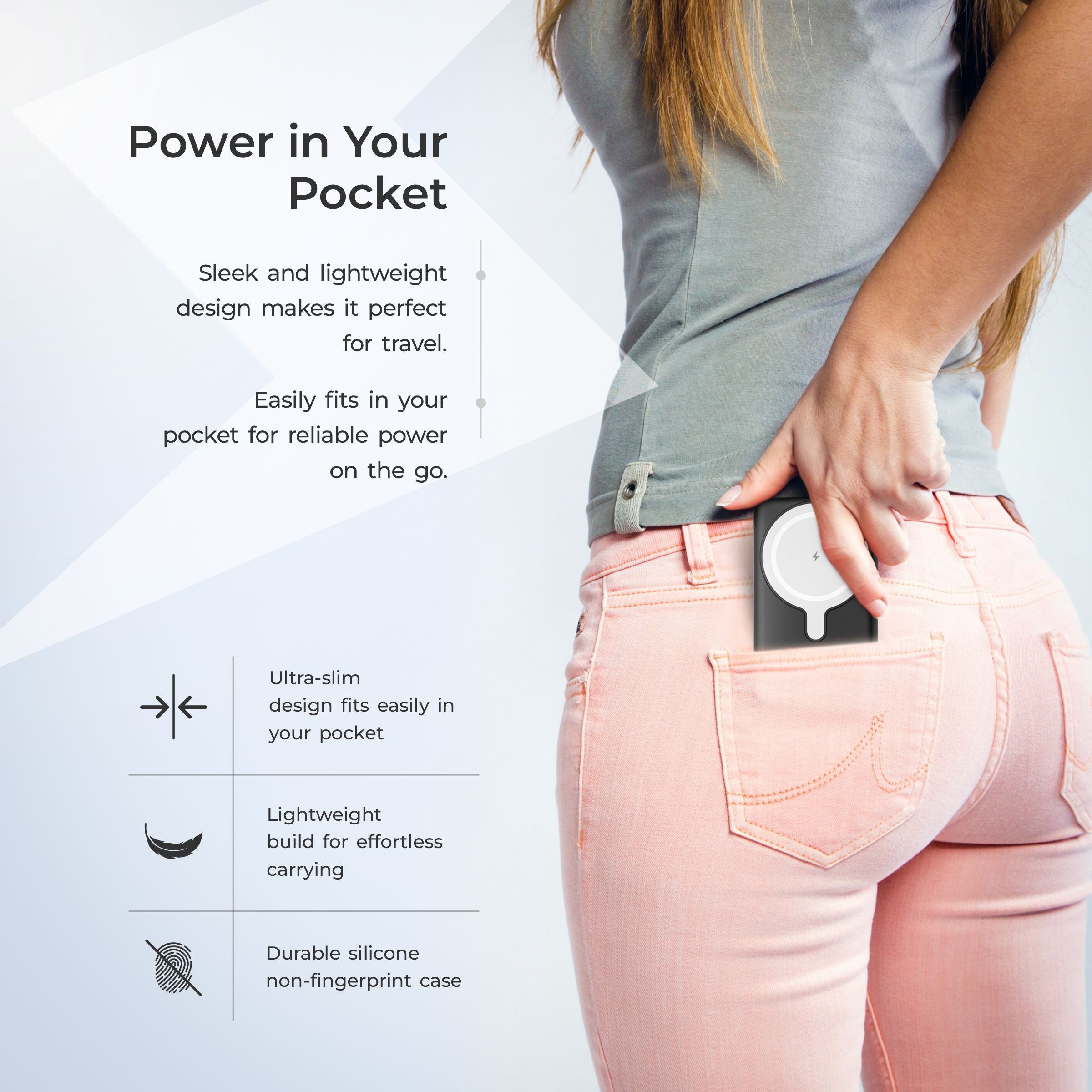 Digitek (DPB-5000 MS)  Superfast 15W Wireless Power Bank with 20 Watt PD charging with Type C Port  with Black color