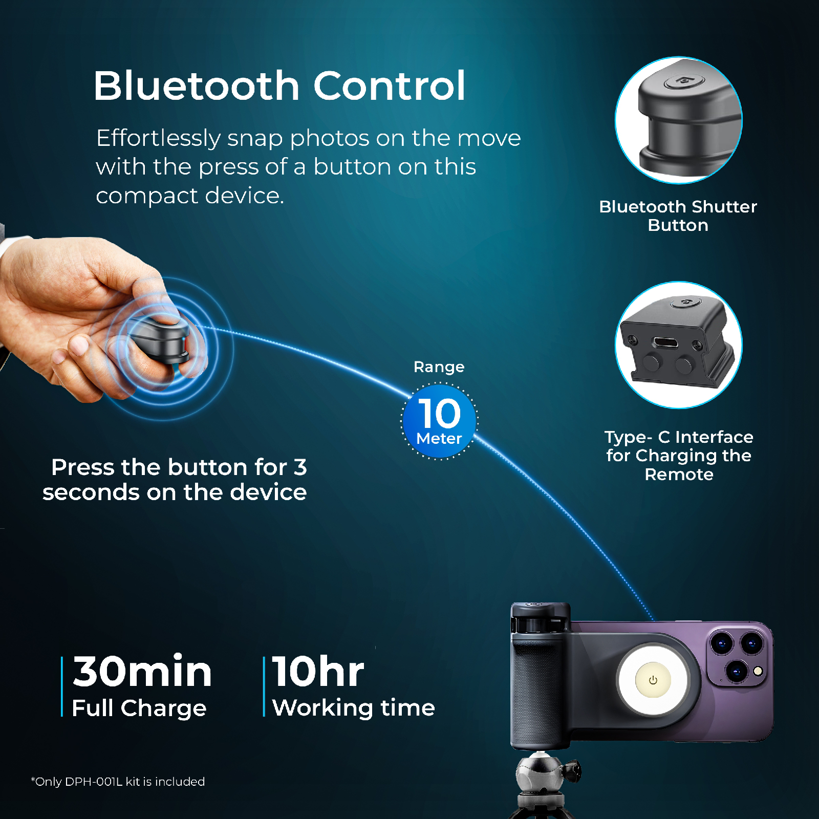 Digitek Smartphone Photo Grip DPH 001L with LED Fill Ring - Digitek