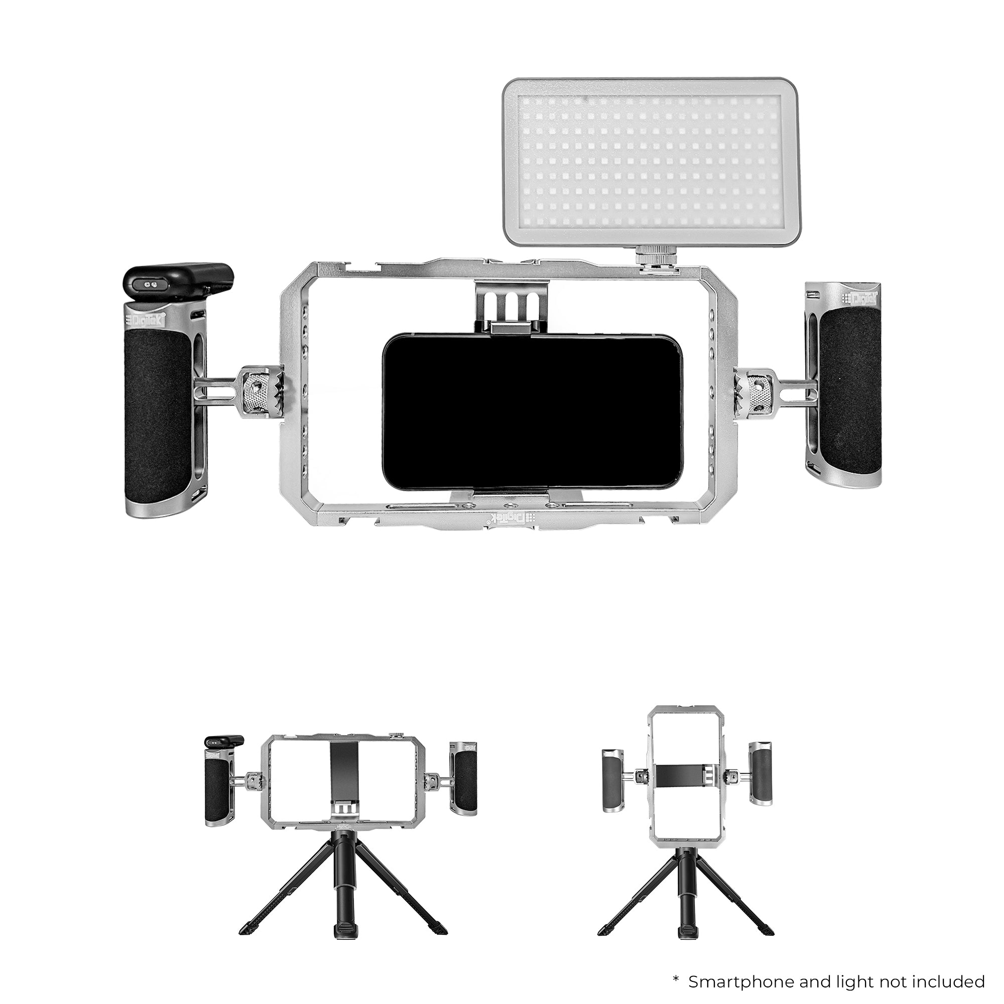 حامل ثلاثي القوائم Digitek DSC 001 المصنوع من سبائك الألومنيوم، مناسب للهواتف الذكية، بتصميم قفص أرنب، لتثبيت الفيديو، مناسب لصانعي ومصوري الفيديو. 